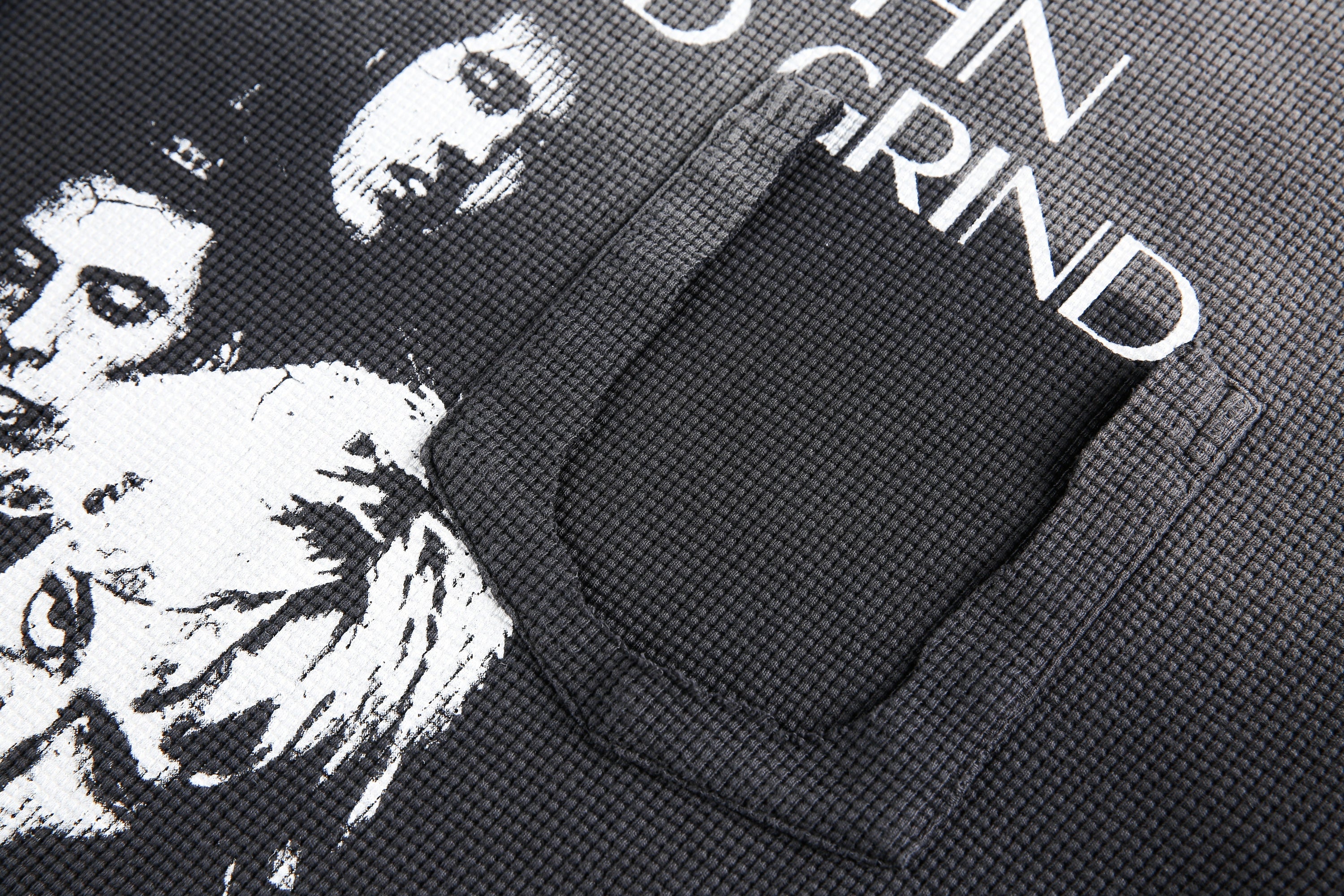Blegchn Rise and Grind Graphic Long Sleeve Waffle Tee
