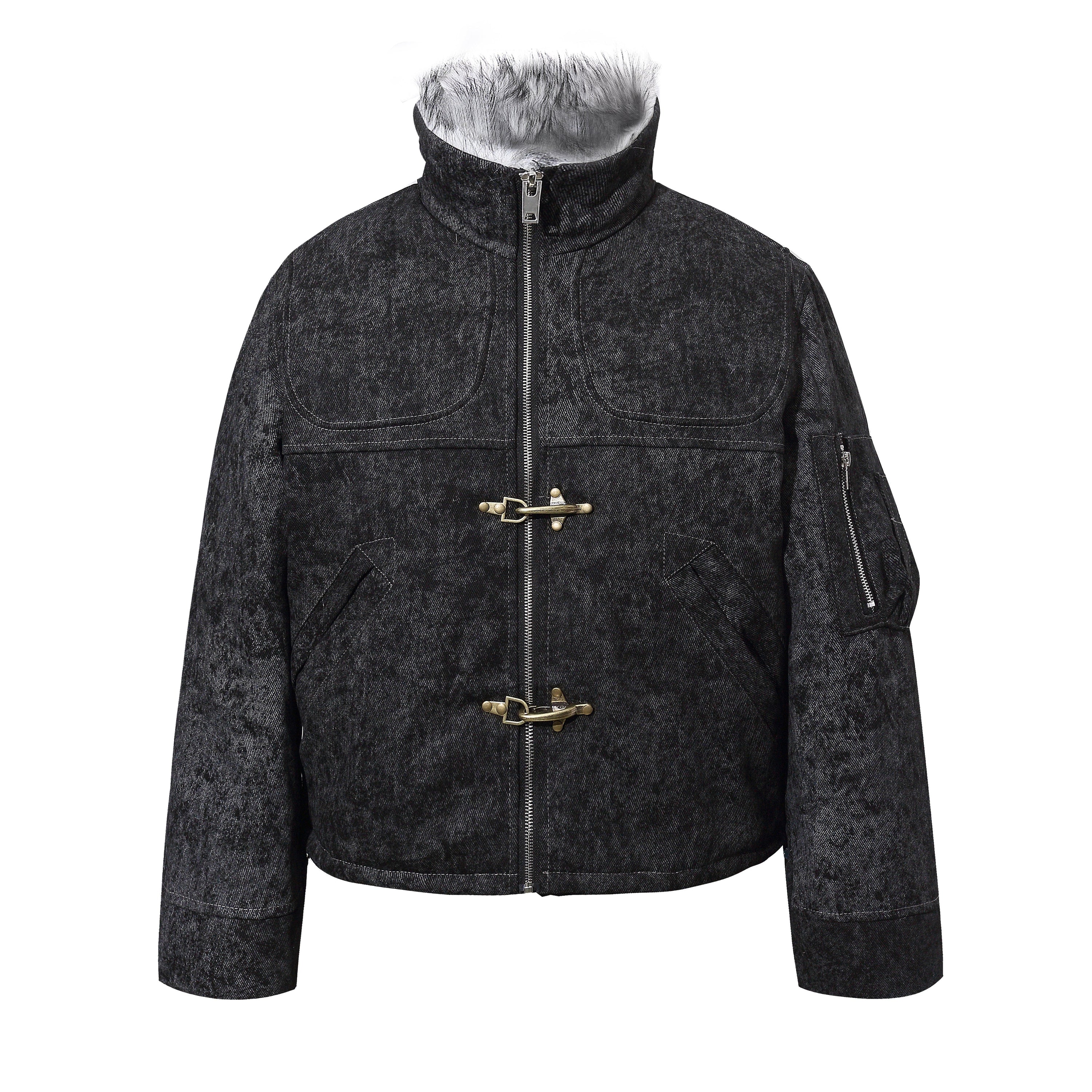 Omirad Vintage Toggle Cotton Jacket | Faux Fur Collar