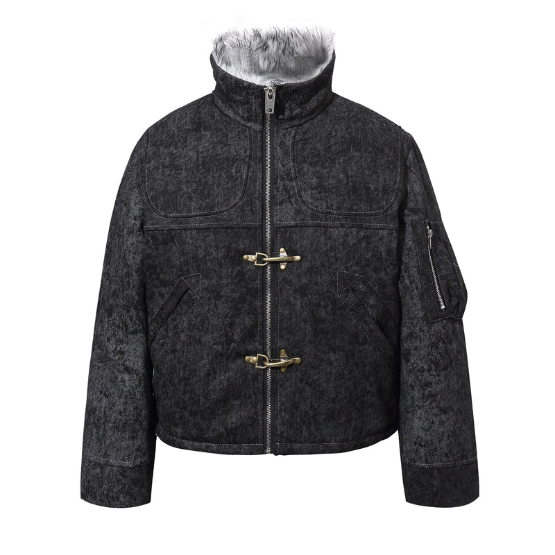 Omirad Vintage Toggle Cotton Jacket | Faux Fur Collar