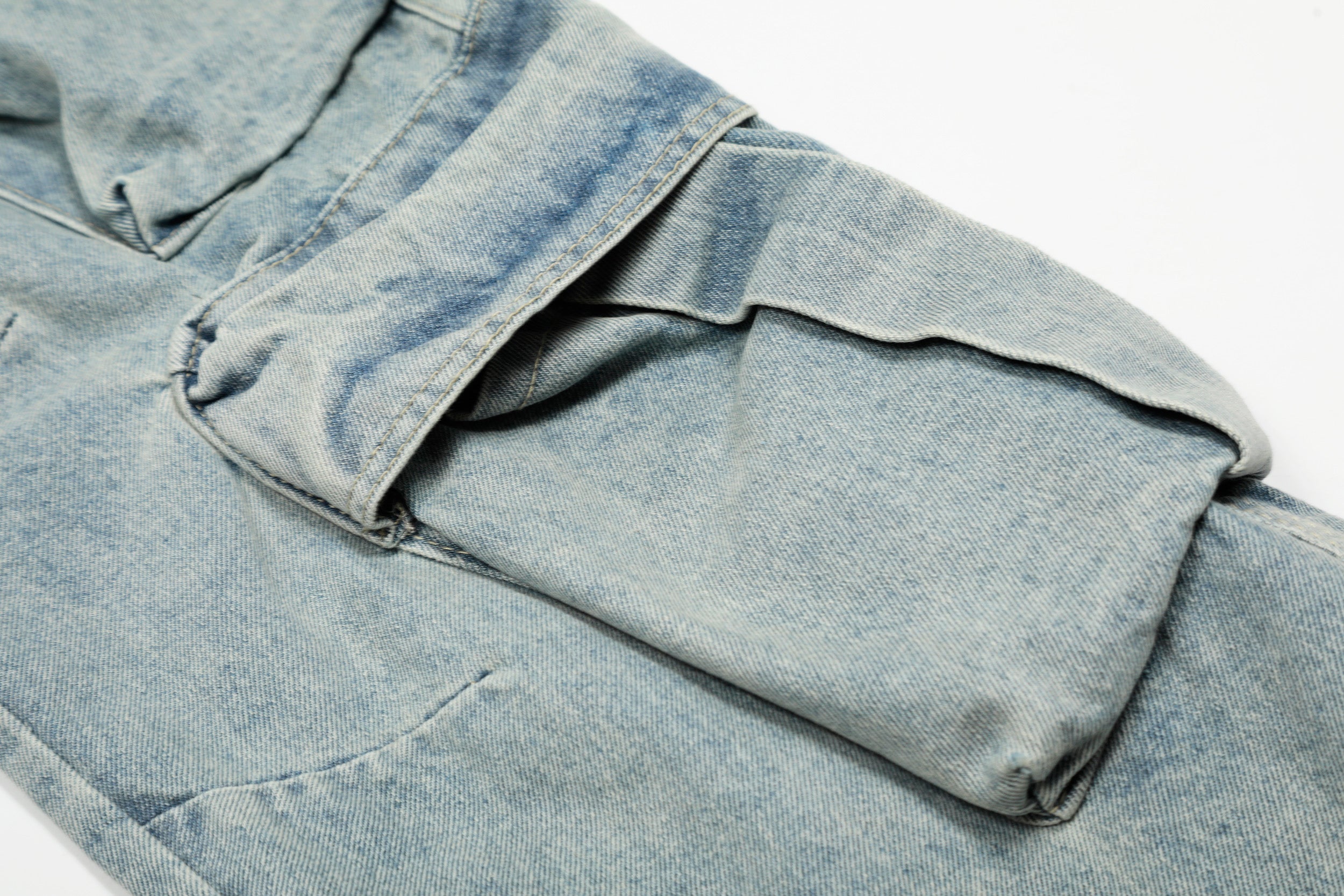 Multi-Layer Cargo Denim Pants | Wide-Leg Streetwear Jeans