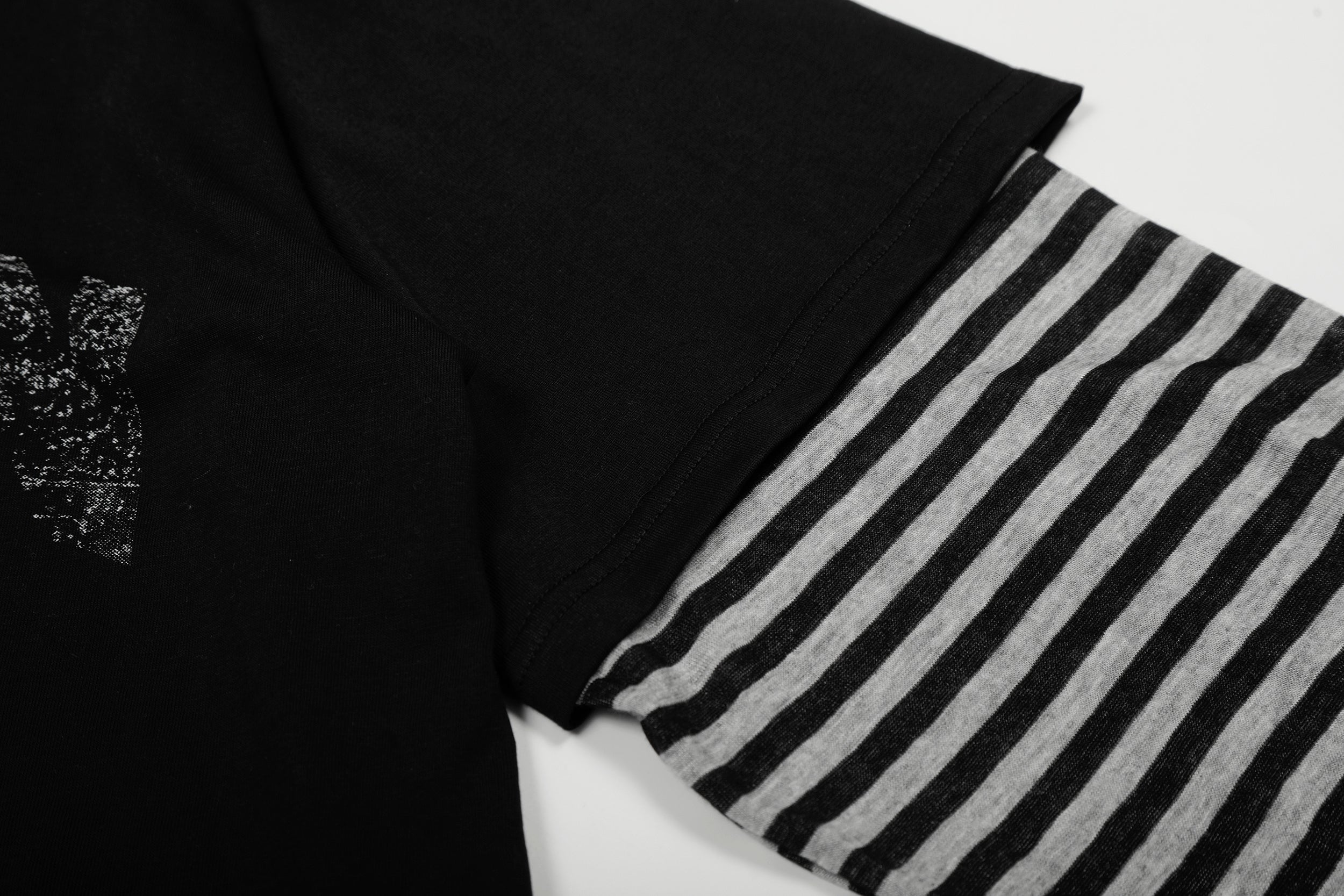 Men's Layered Graphic Long Sleeve Tee | Striped Sleeves