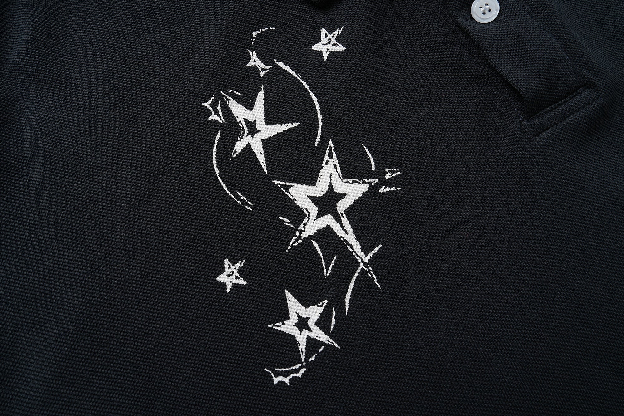 Men's Layered Star Polo Tee | Striped Sleeve Streetwear Shirt