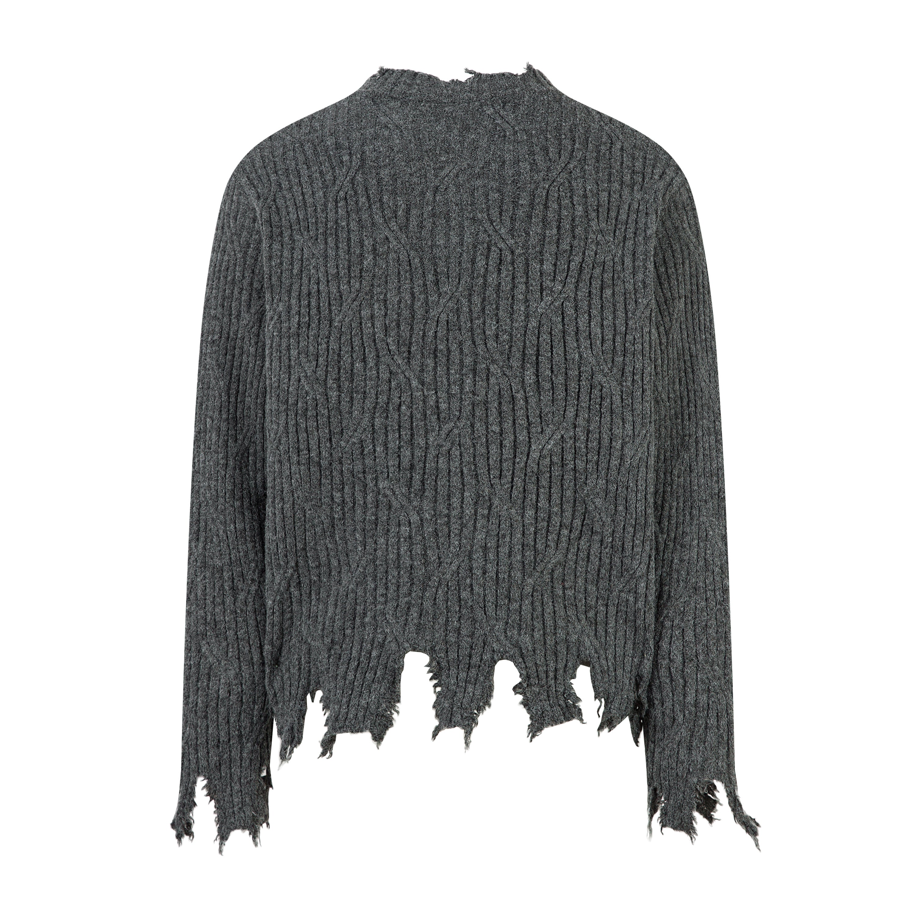 Distressed Ribbed Henley Knit Sweater | Grunge Streetwear