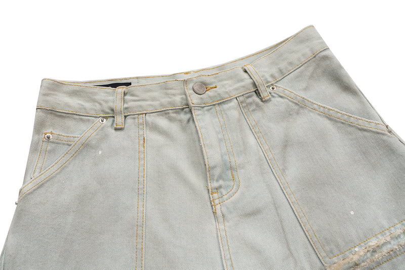 Omirad Distressed Painter-Wash Wide-Leg Jeans | 100% Cotton