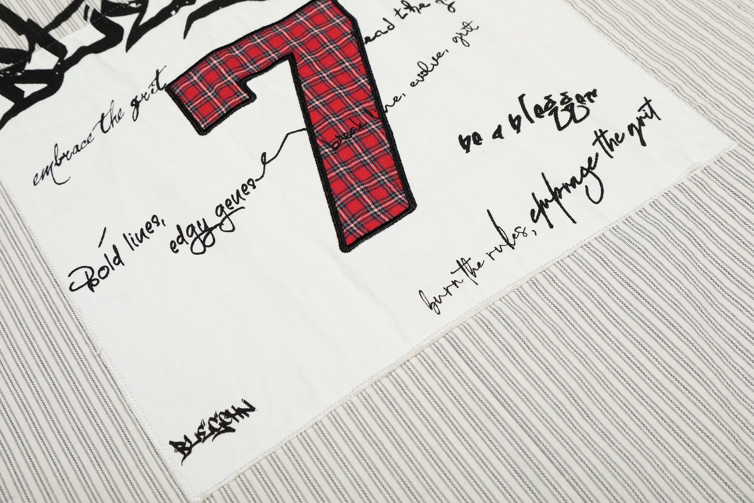 Omirad Pinstripe Patch Graphic Shirt | Streetwear Button-Up