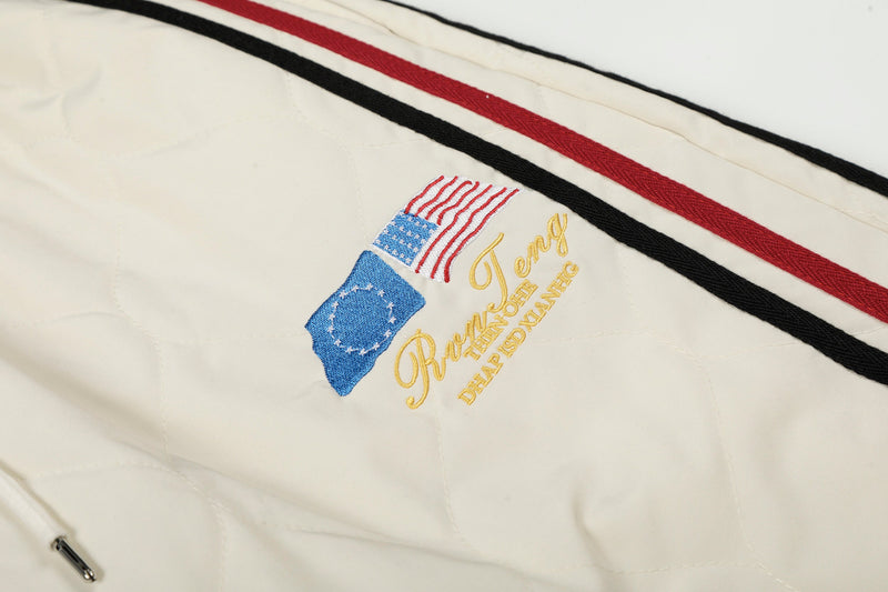 Quilted Wide-Leg Track Pants with Racing Stripes