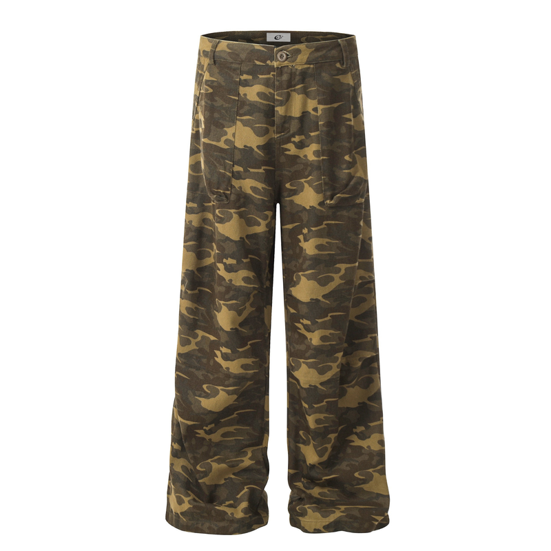 Omirad Washed Camo Wide-Leg Pants | 100% Cotton Streetwear