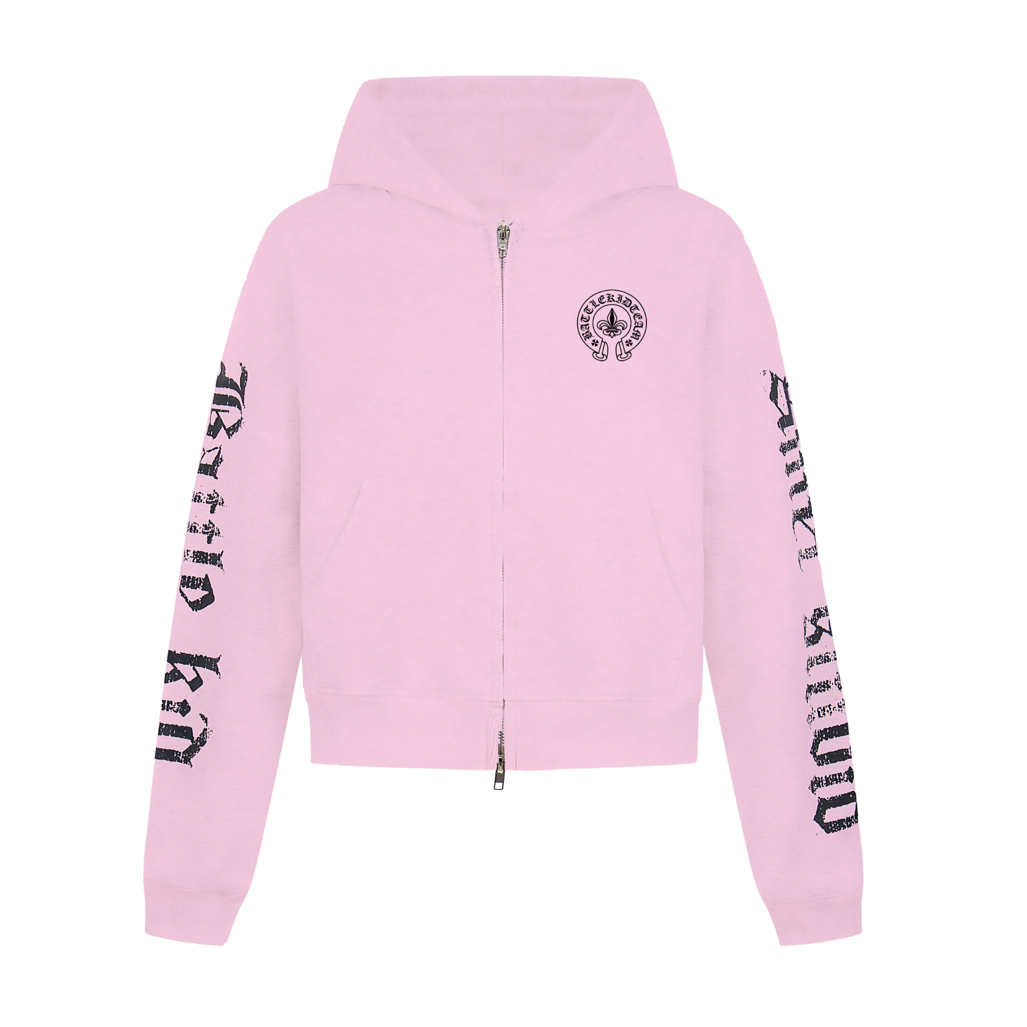 Gothic Letter Zip-Up Hoodie | Streetwear Crest Graphic
