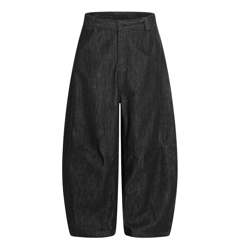 Wide Barrel Leg Black Denim Pants | Sculpted Streetwear Fit