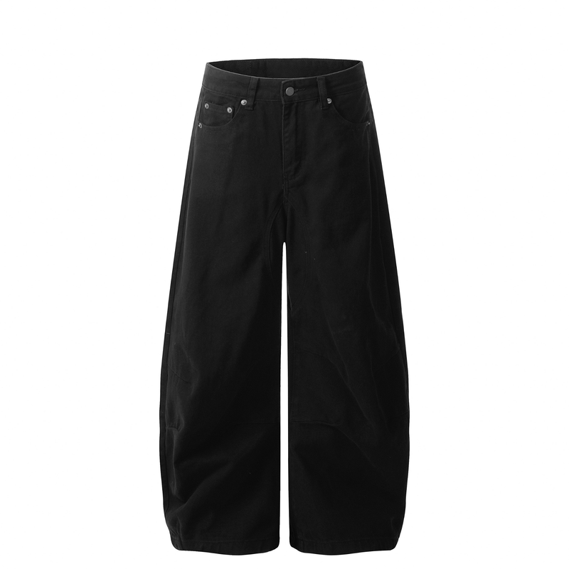 Sculpted Wide-Leg Canvas Pants | Streetwear Barrel Fit