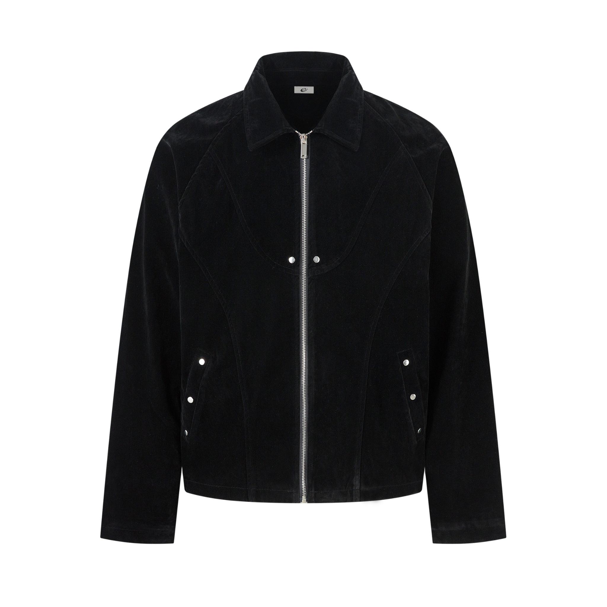 Suede-Texture Arc Panel Zip Jacket | Streetwear Outerwear
