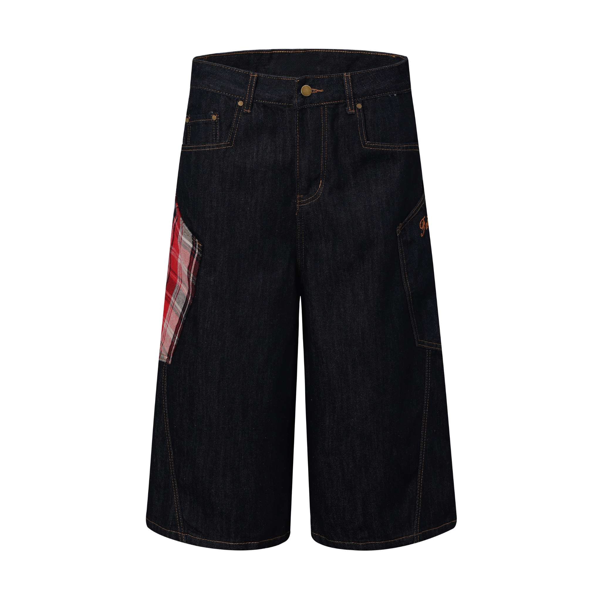 Omirad Patchwork Denim Jorts | Wide-Leg Dark Indigo Shorts
