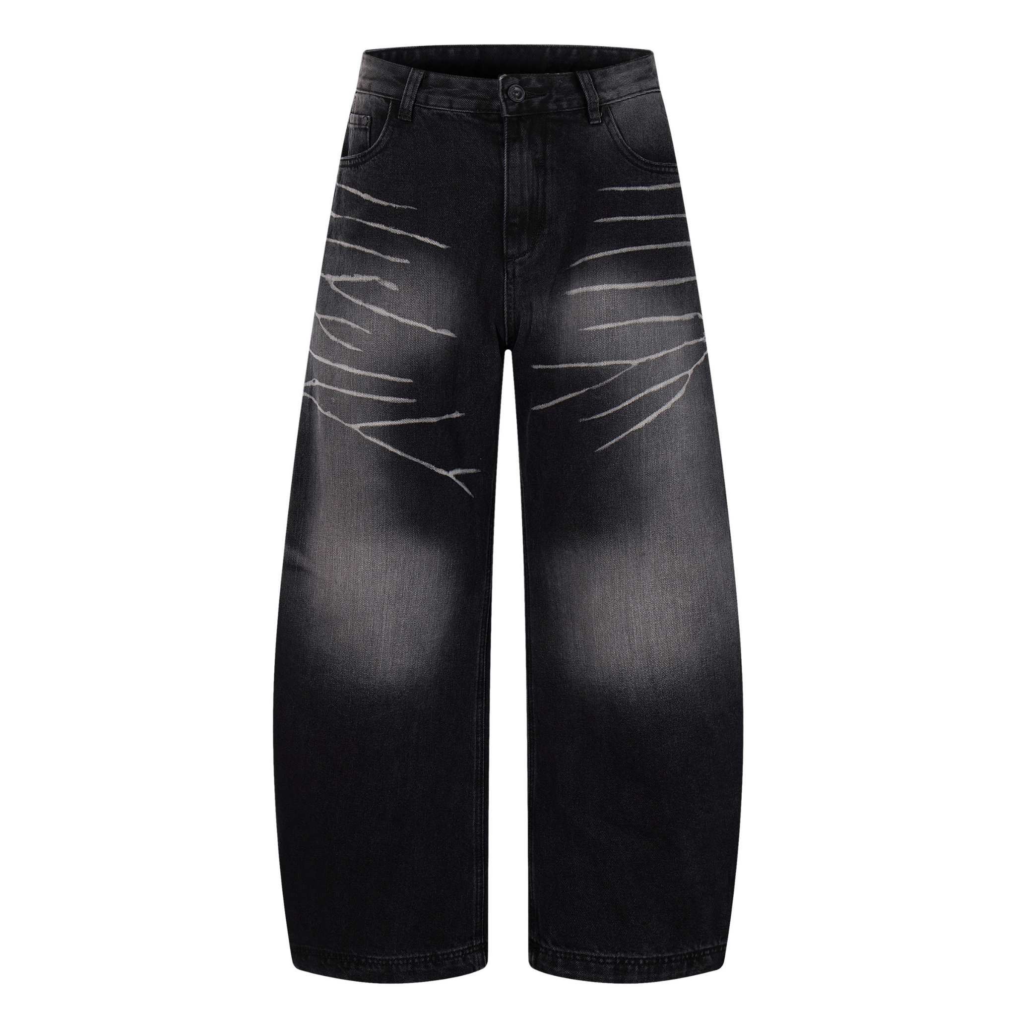 Omirad Scratch Fade Wide-Leg Jeans | Washed Black Denim