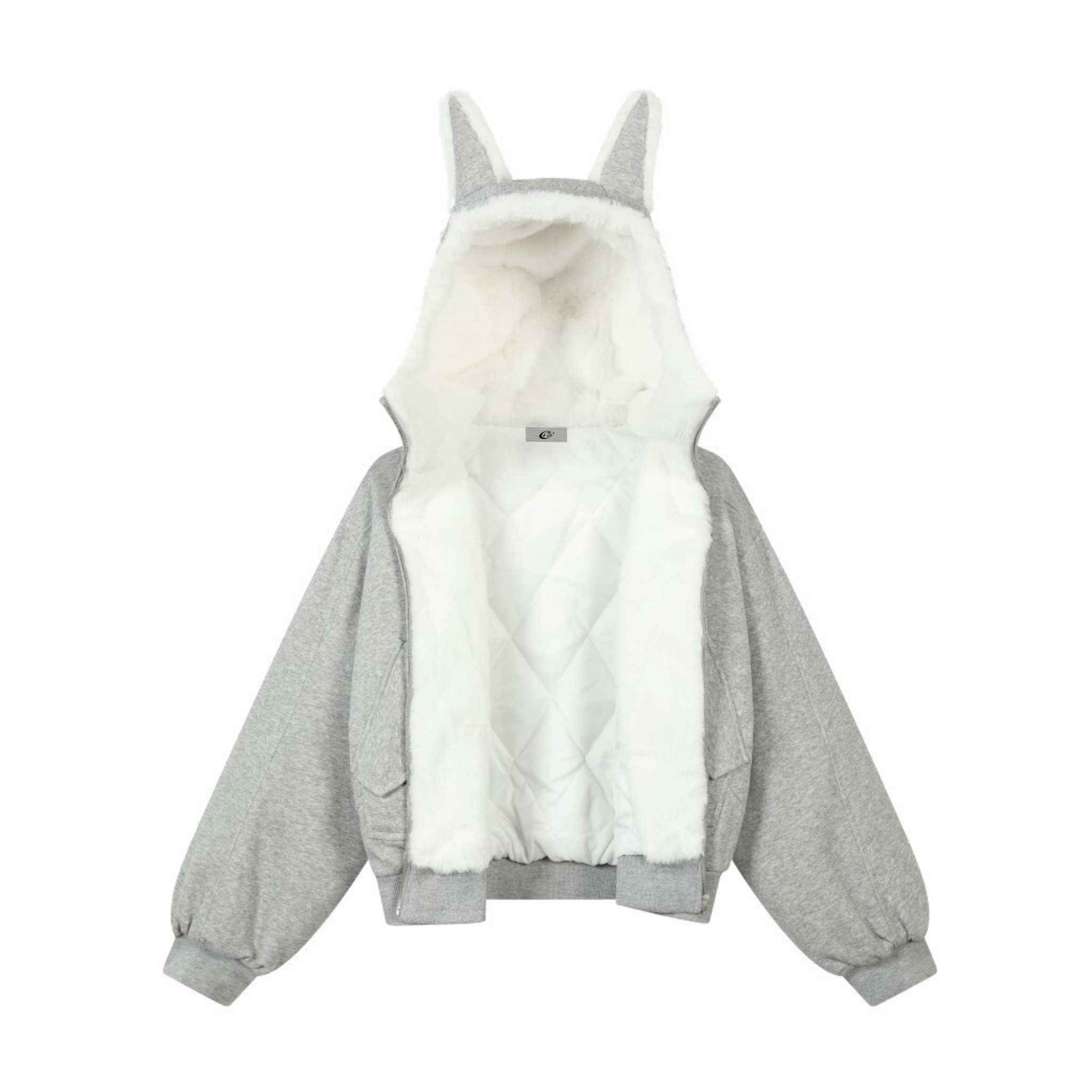 Bunny Ear Sherpa Lined Zip-Up Hoodie Jacket | Omirad