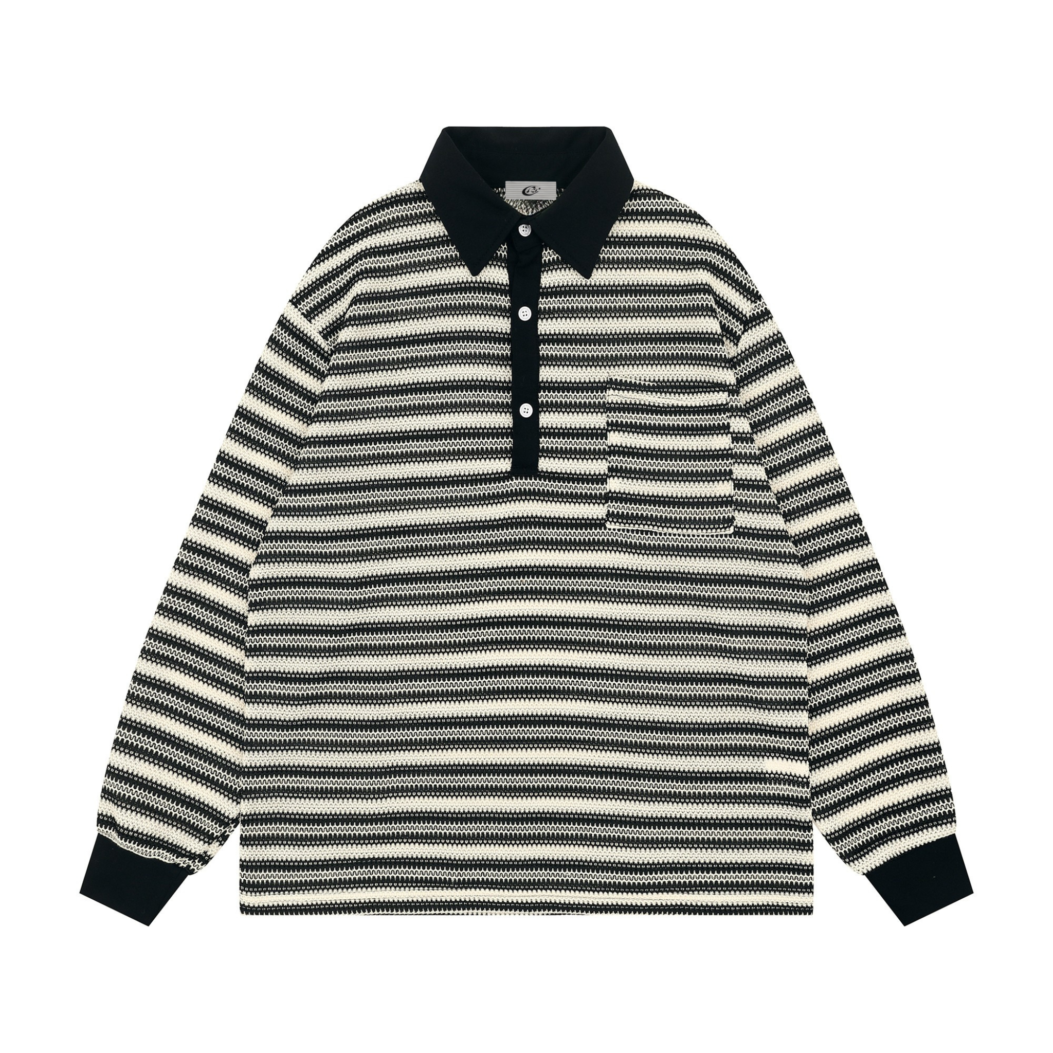 Omirad Striped Knit Long-Sleeve Polo | Retro Streetwear