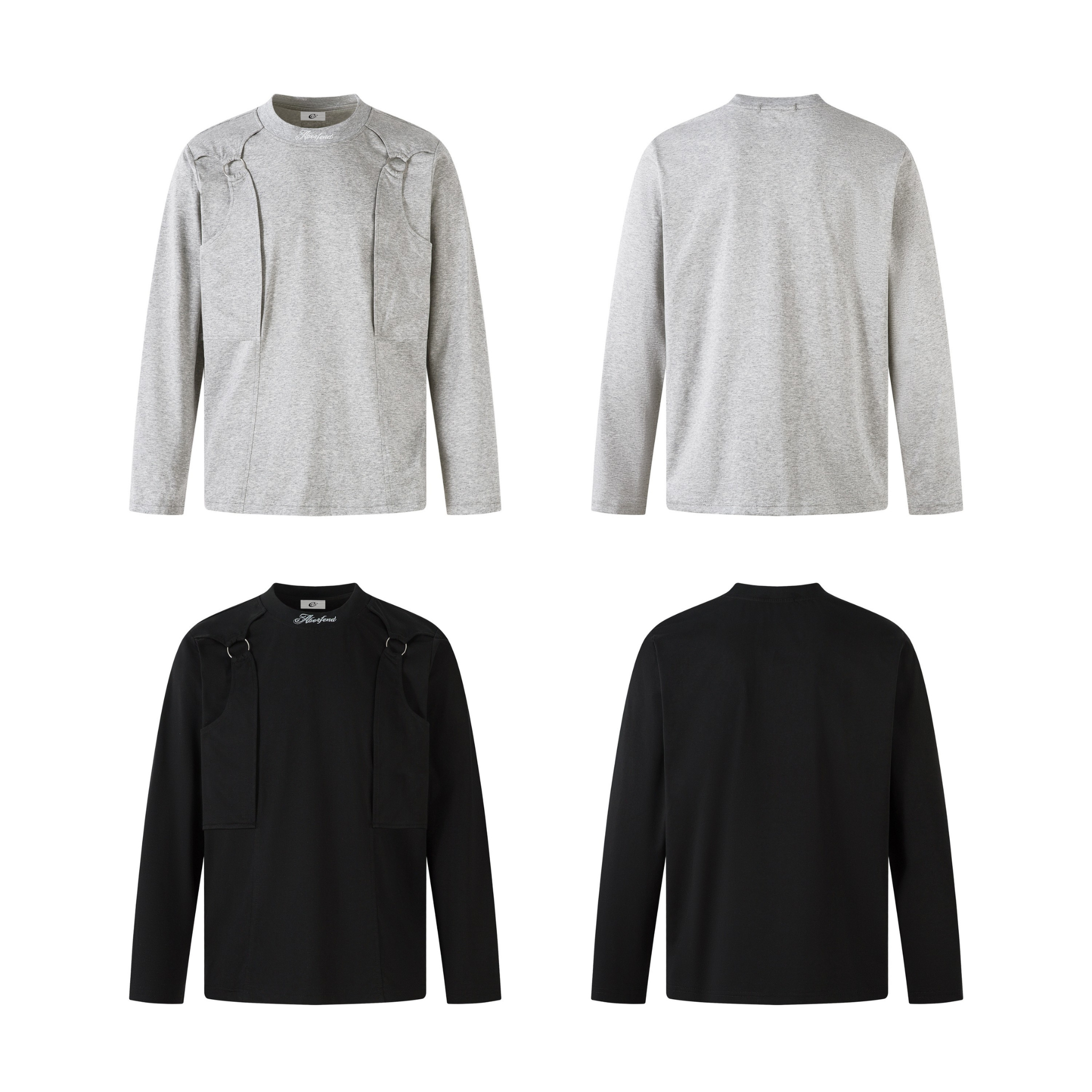 Omirad Structured Panel Long Sleeve Tee | Metal Ring Detail