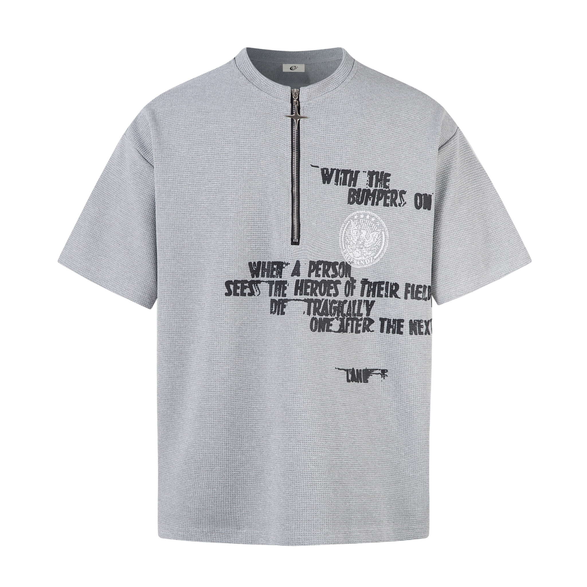 Omirad Half-Zip Neck Graphic T-Shirt | Streetwear Tee