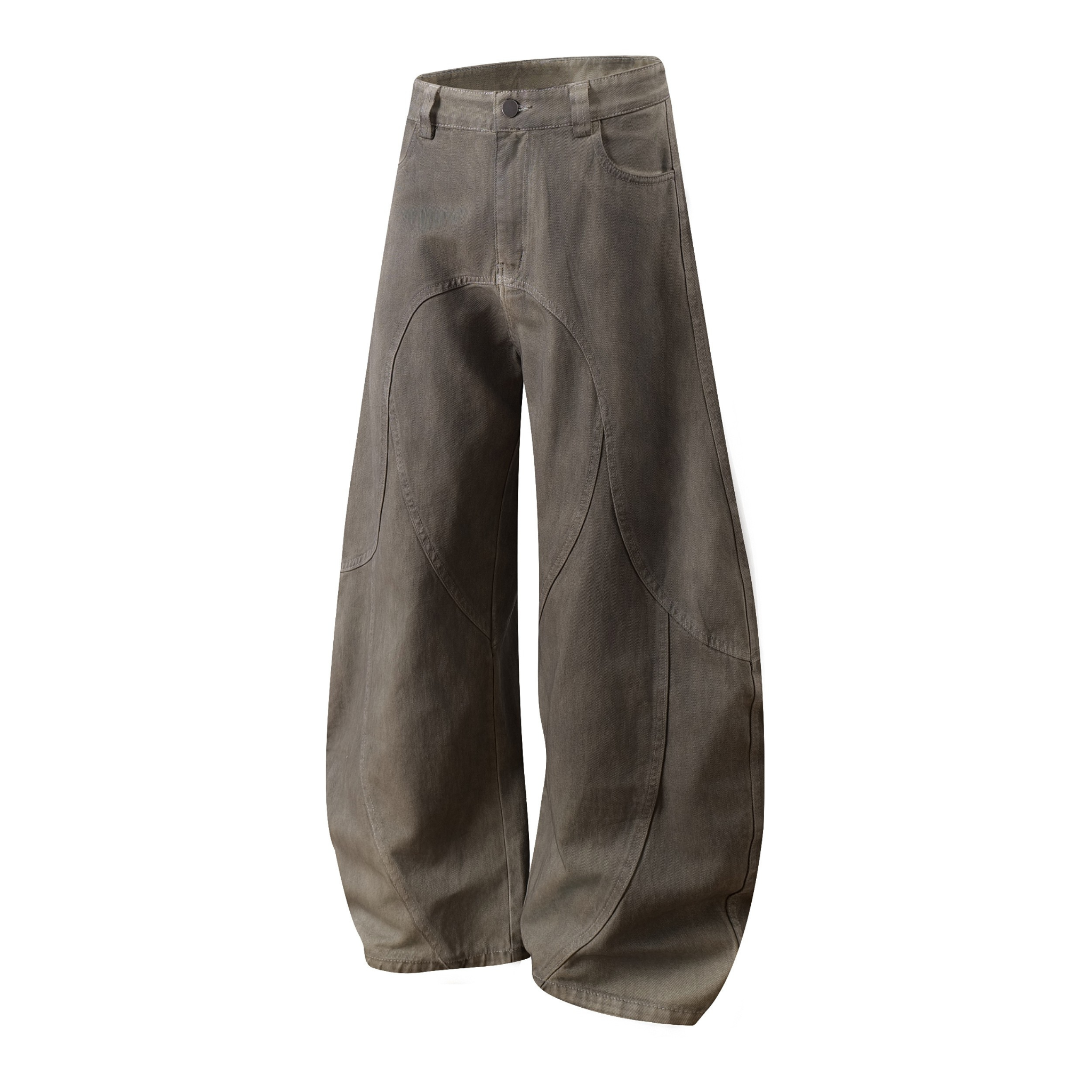 Omirad Washed Curved-Panel Blade Wide-Leg Jeans