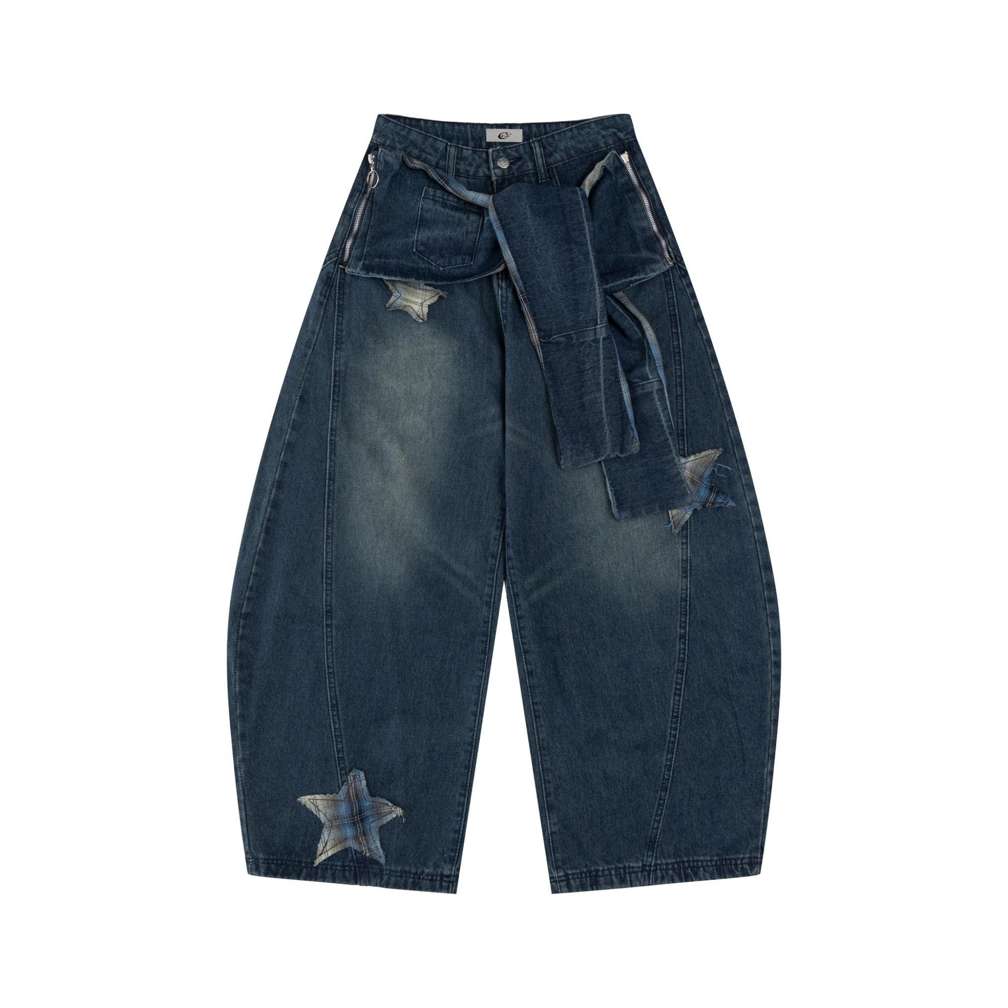 Star Patch Wide-Leg Jeans | Oversized Streetwear Denim