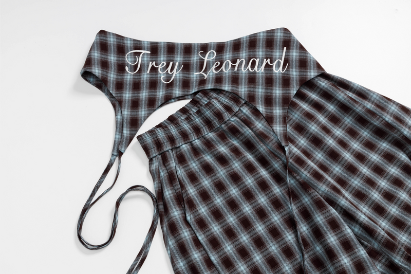 Trey Leonard Plaid Overlay Wide-Leg Pants | SEAKOFF