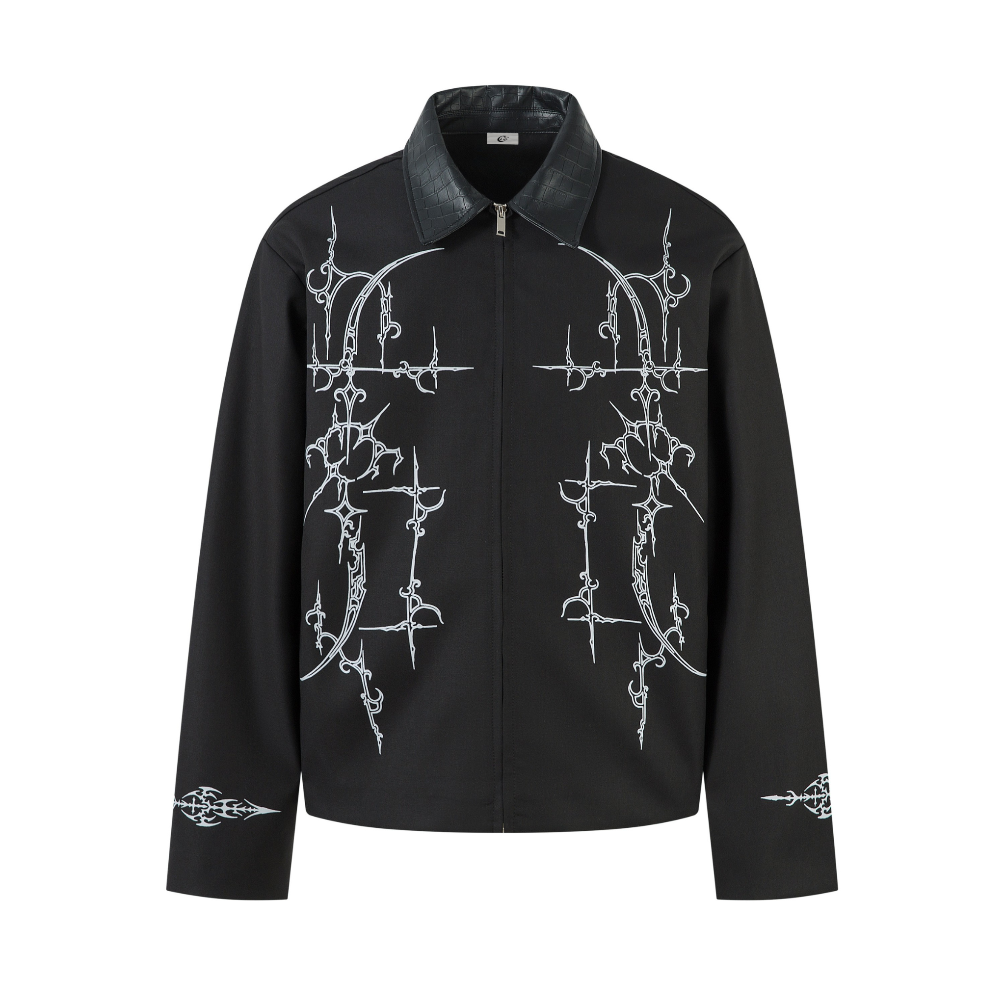 Omirad Barbed Graphic Jacket with Faux-Leather Collar