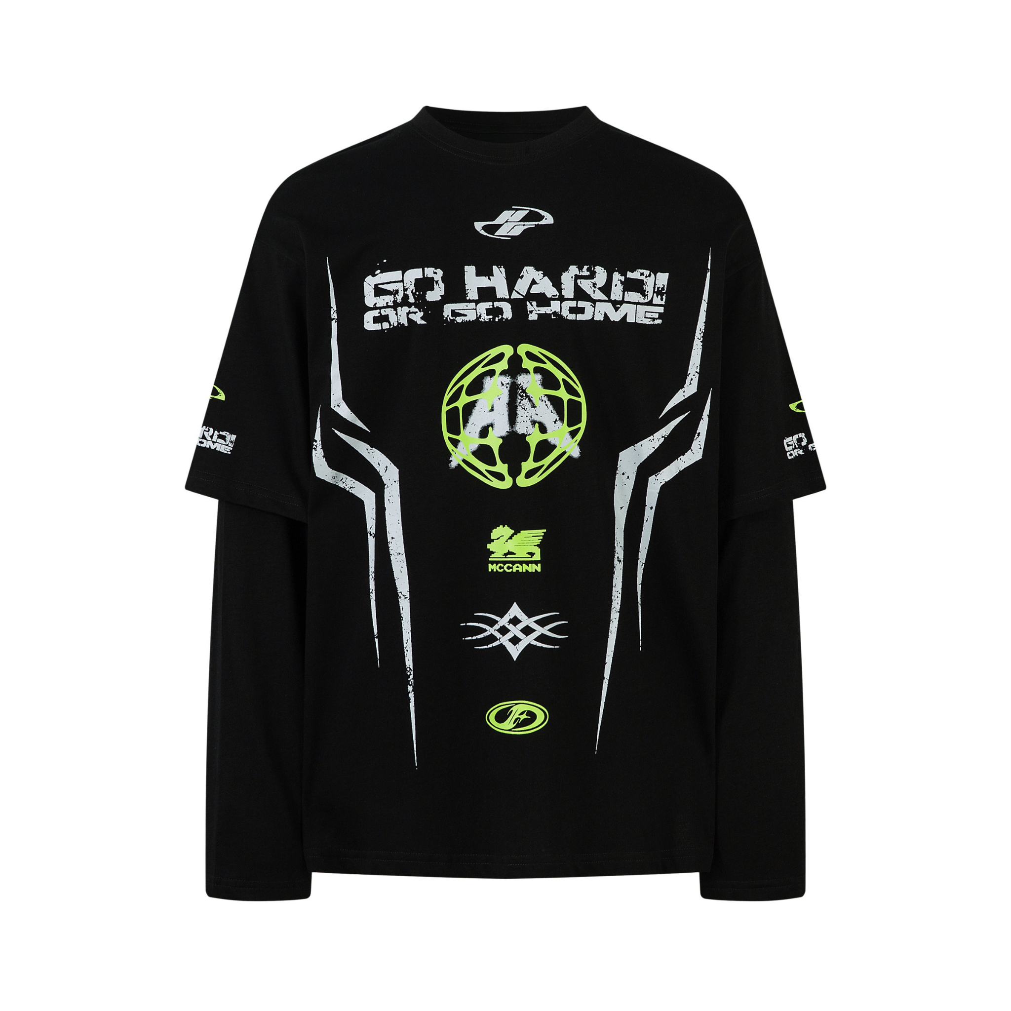 Go Hard Or Go Home Layered Racing Graphic Long Sleeve Tee