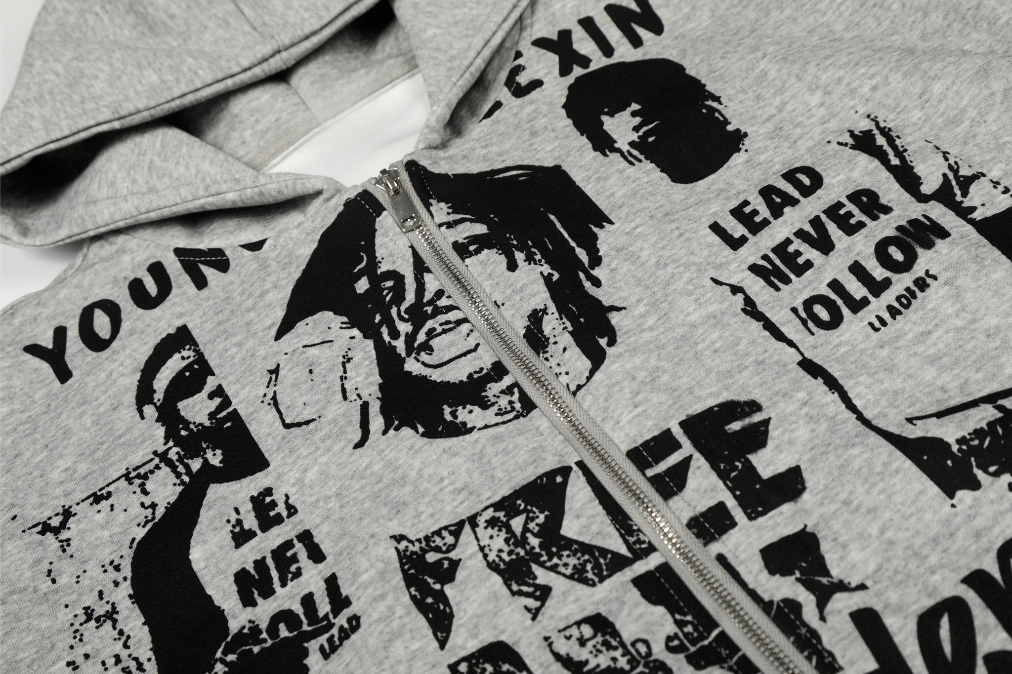 Street Manifesto Collage Graphic Zip-Up Hoodie | Oversized Fit