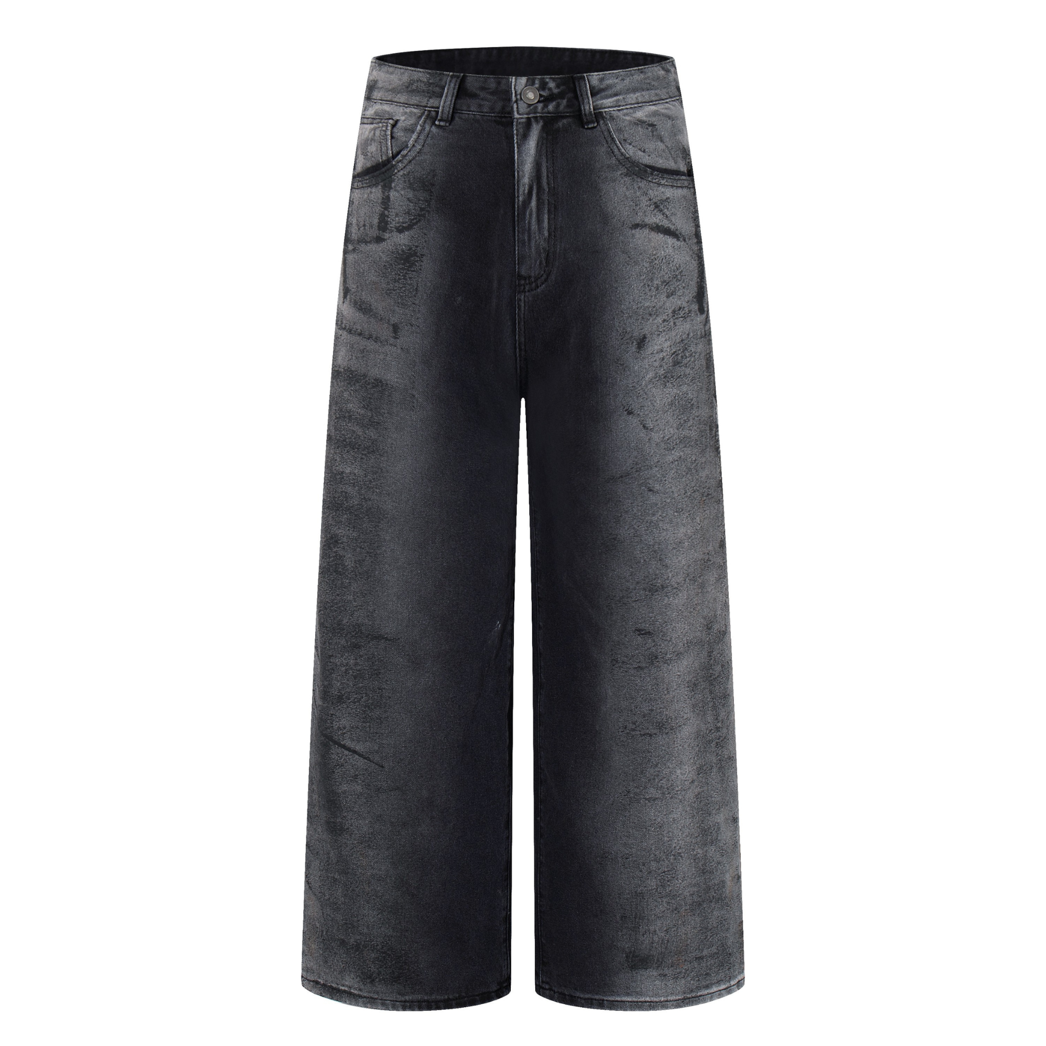 Omirad Smoke-Texture Wide-Leg Jeans | Dark Washed Denim