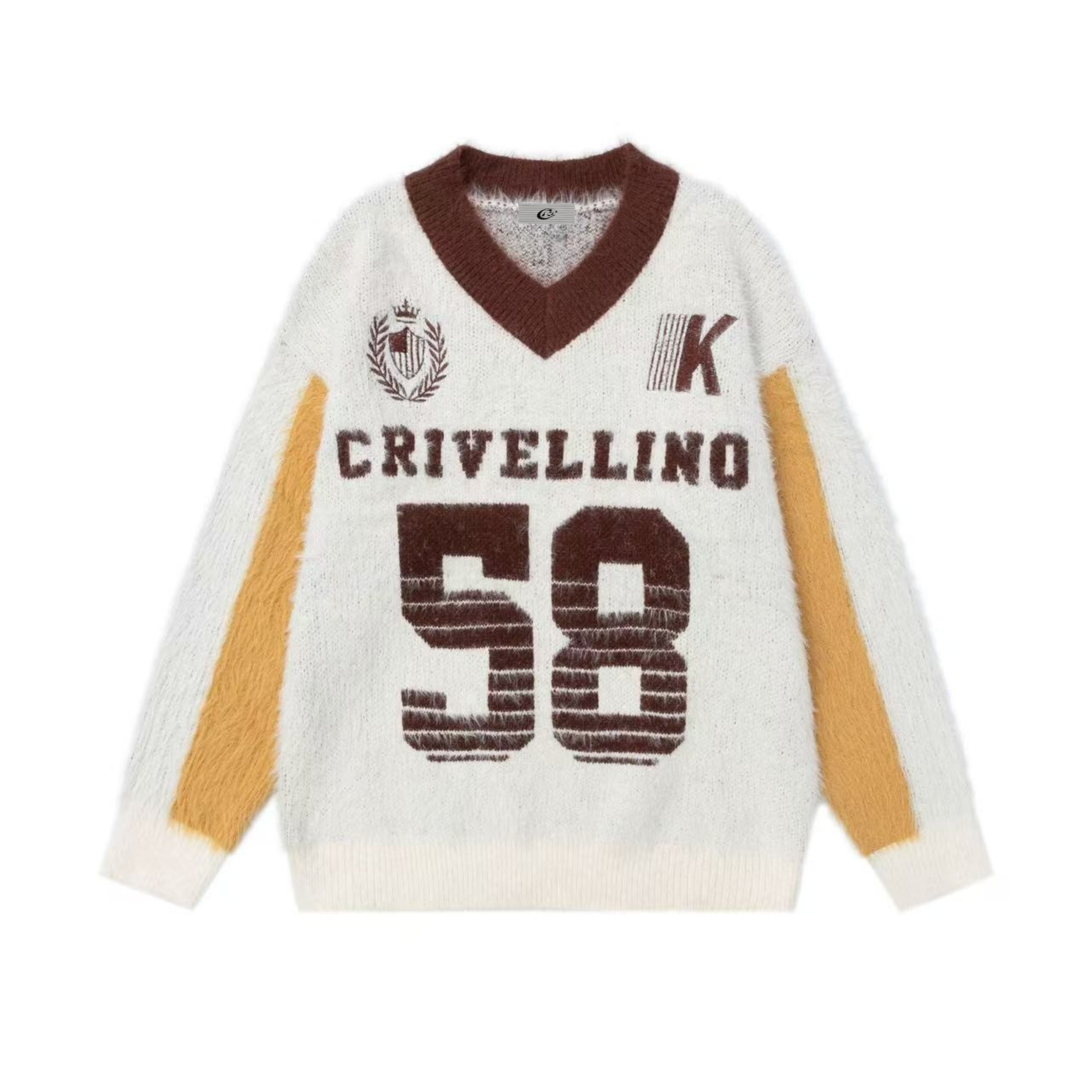 Crivellino 58 Retro Varsity Fuzzy Knit Sweater | Collegiate