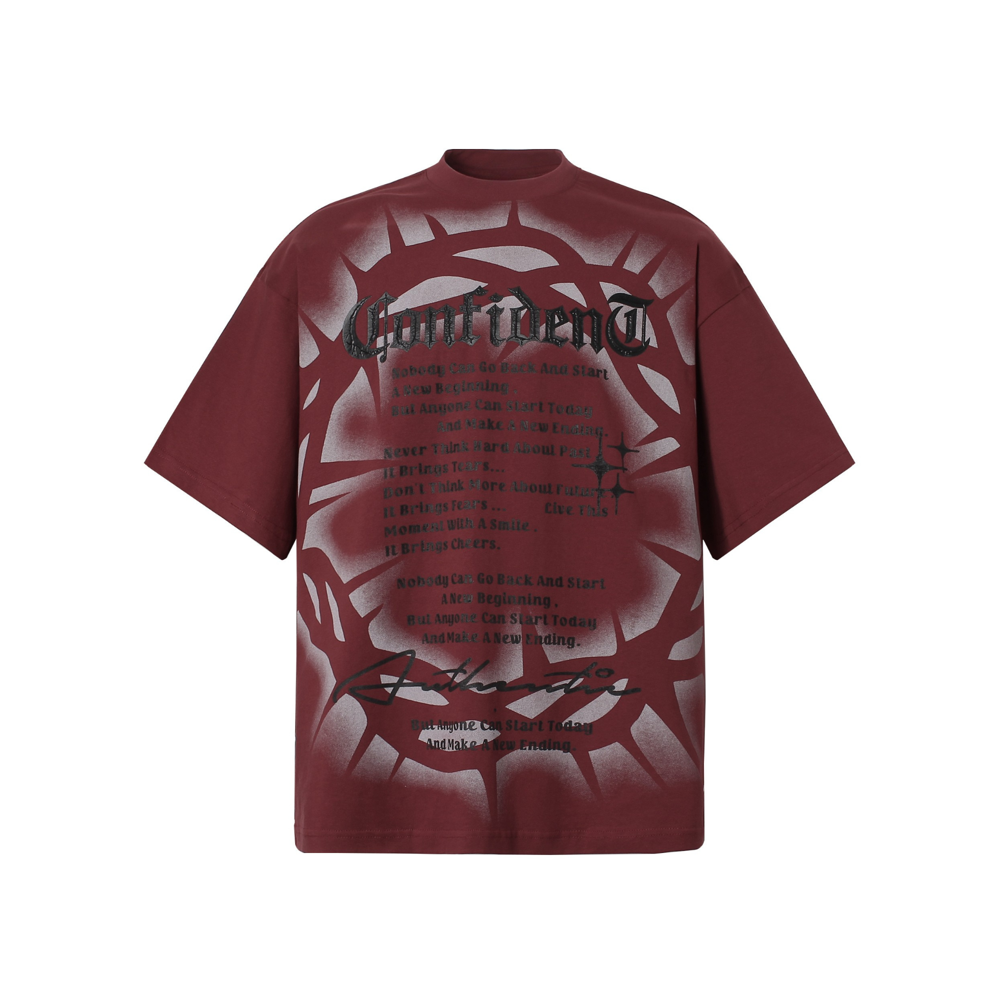 Gothic Airbrush Crown of Thorns Typography T-Shirt