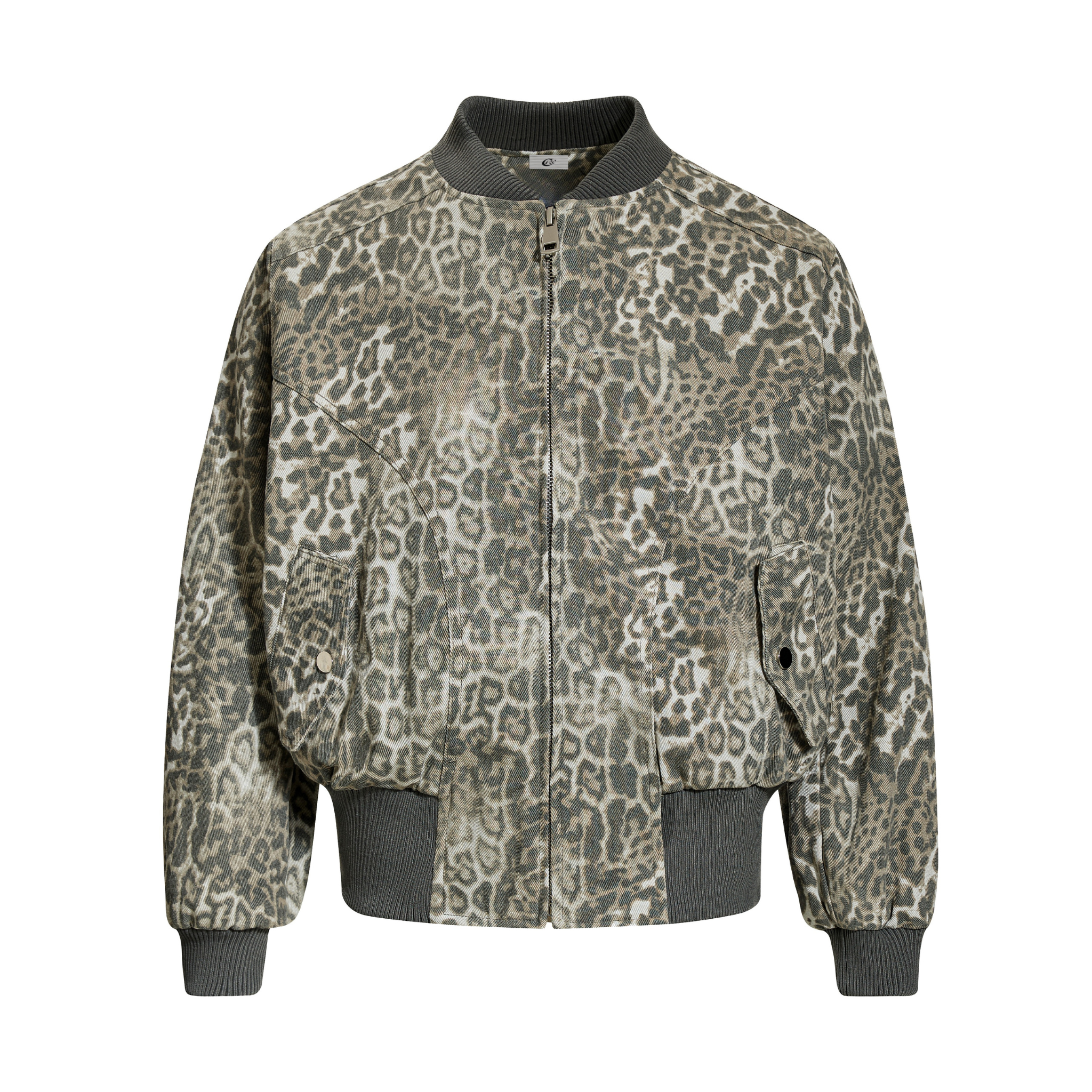 Omirad Leopard Print Bomber Jacket | Vintage Wash Cotton