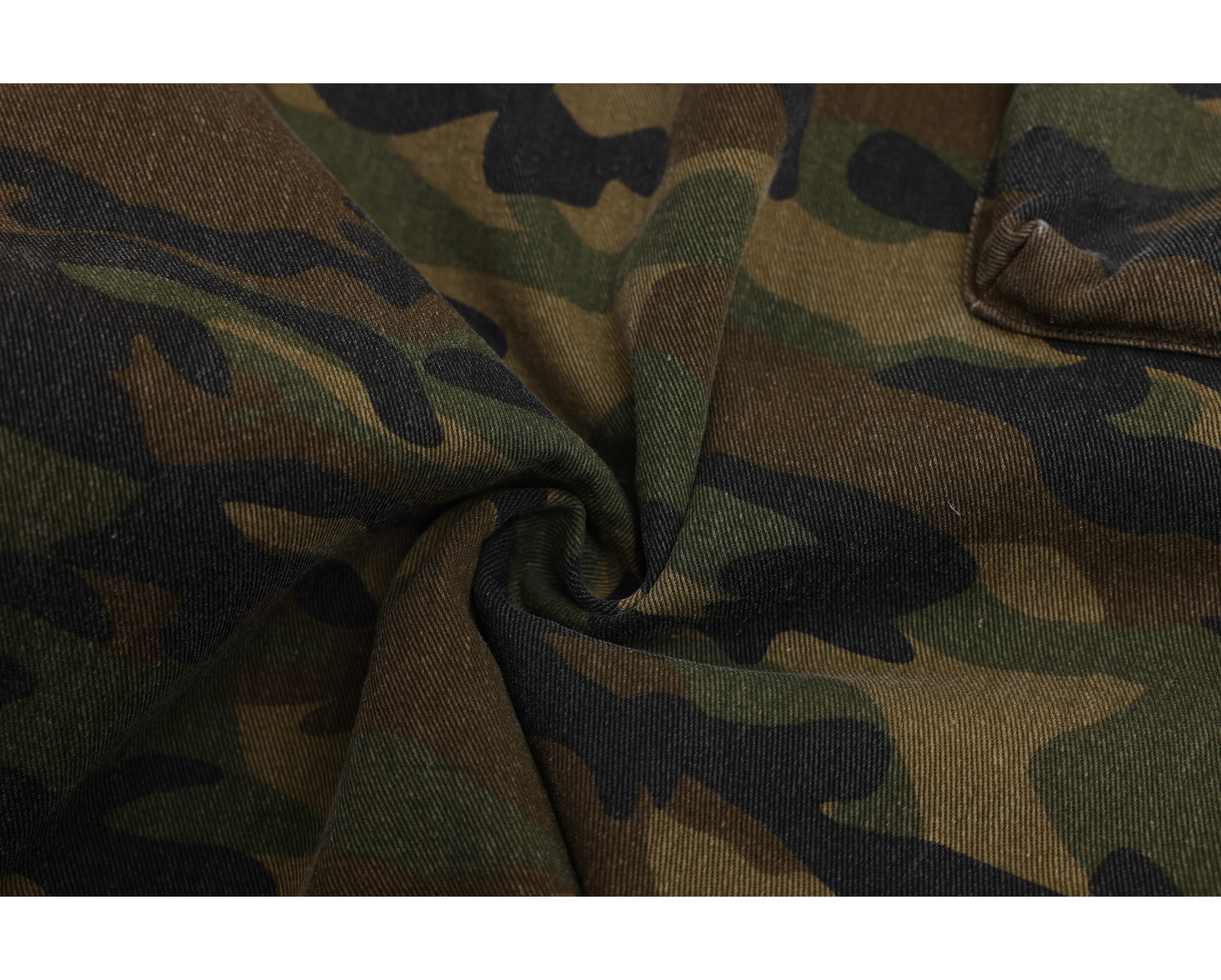 Men's Camo Wide-Leg Cargo Pants | 100% Cotton Streetwear