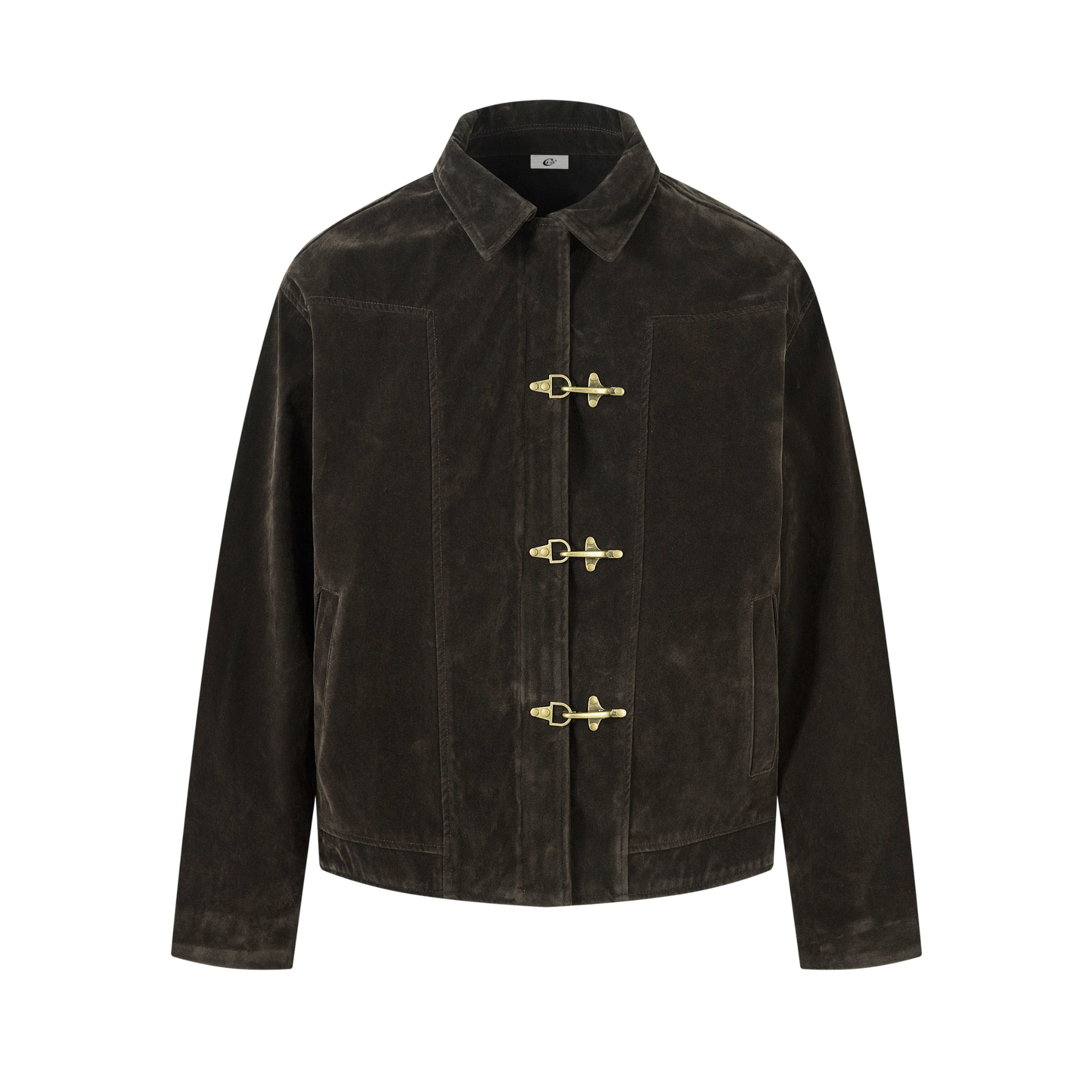 Suede-Texture Metal Clasp Jacket | Vintage Street Style