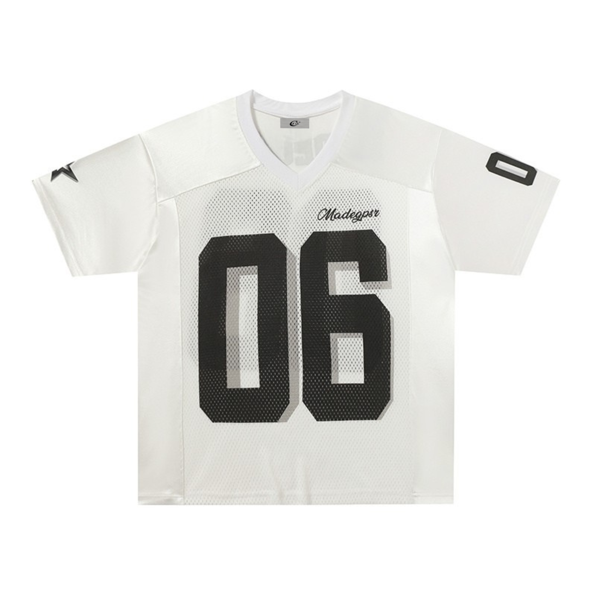 Madegpsr Mesh Panel Football Jersey Tee | Number 06