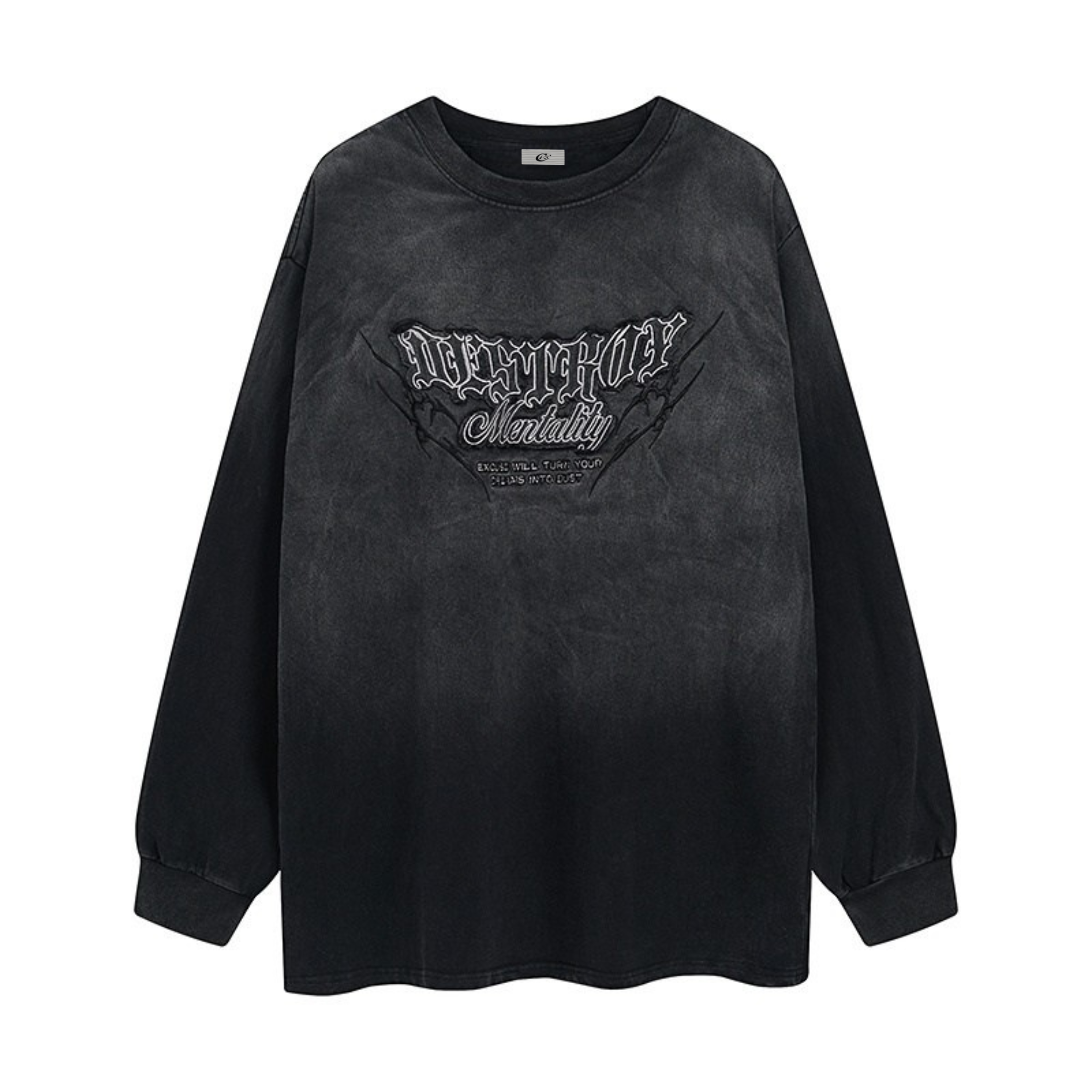 Destroy Mentality Gradient Washed Graphic Long Sleeve Tee