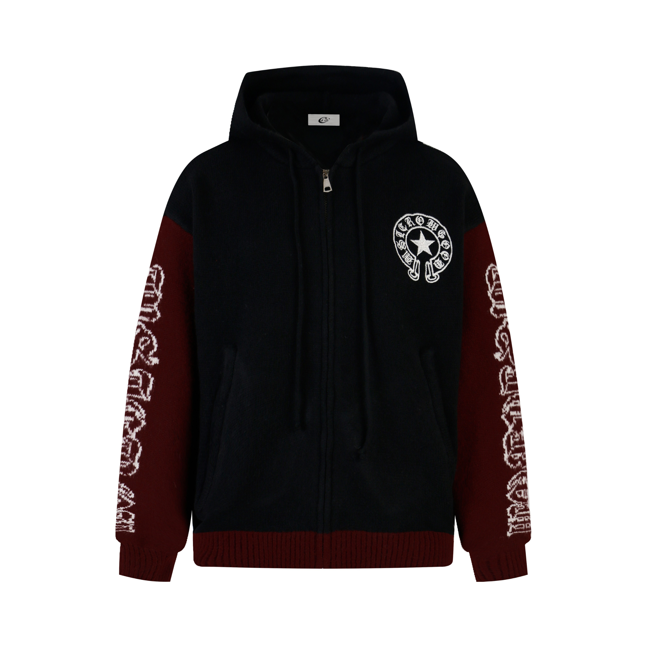Omirad Vintage Star Knit Zip Hoodie | Color-Block Streetwear