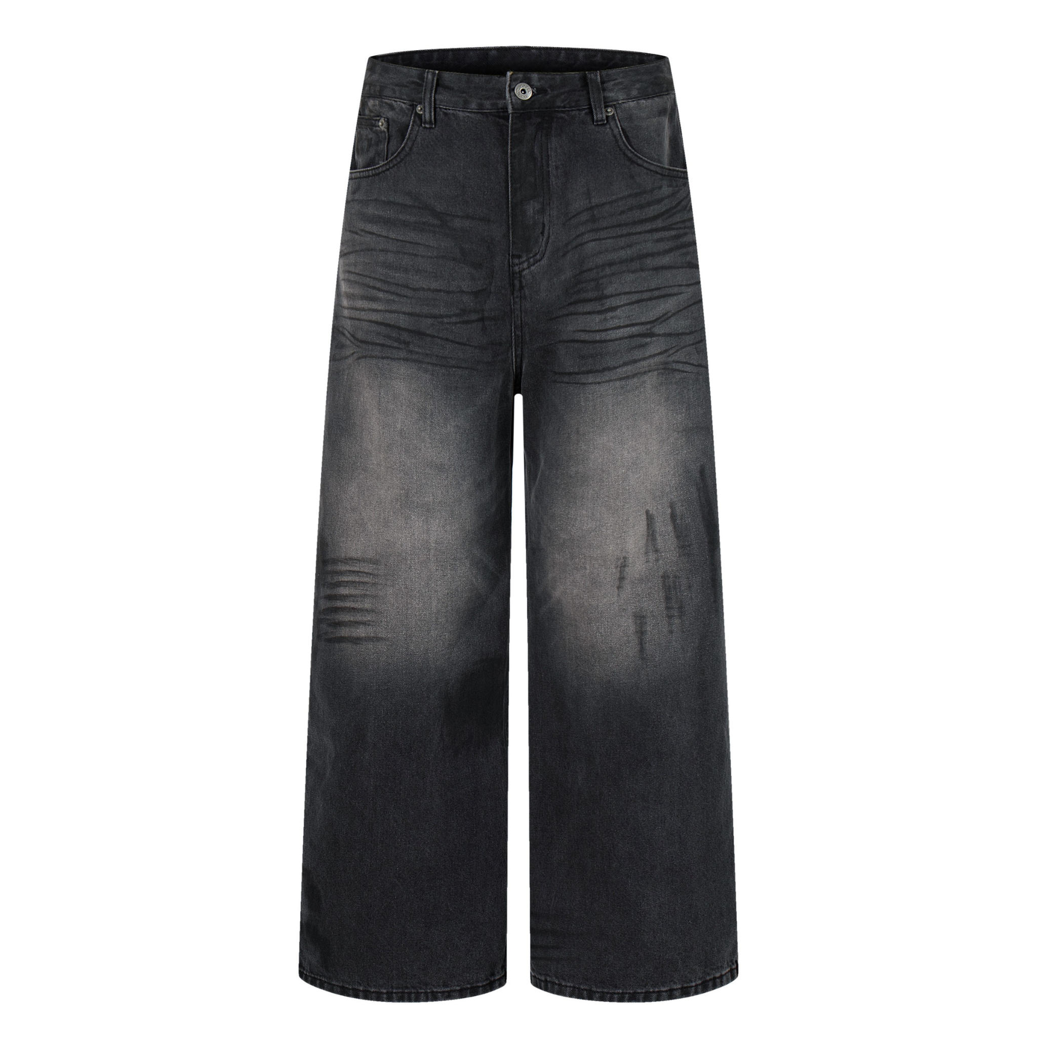 Omirad Distressed Fade Wide-Leg Jeans | Shadow Wash Denim