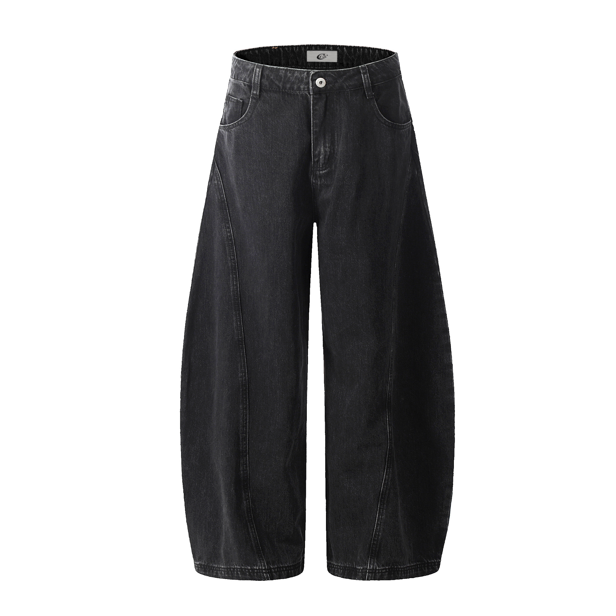 Wide-Leg Balloon Denim Pants | Washed Black Streetwear Jeans