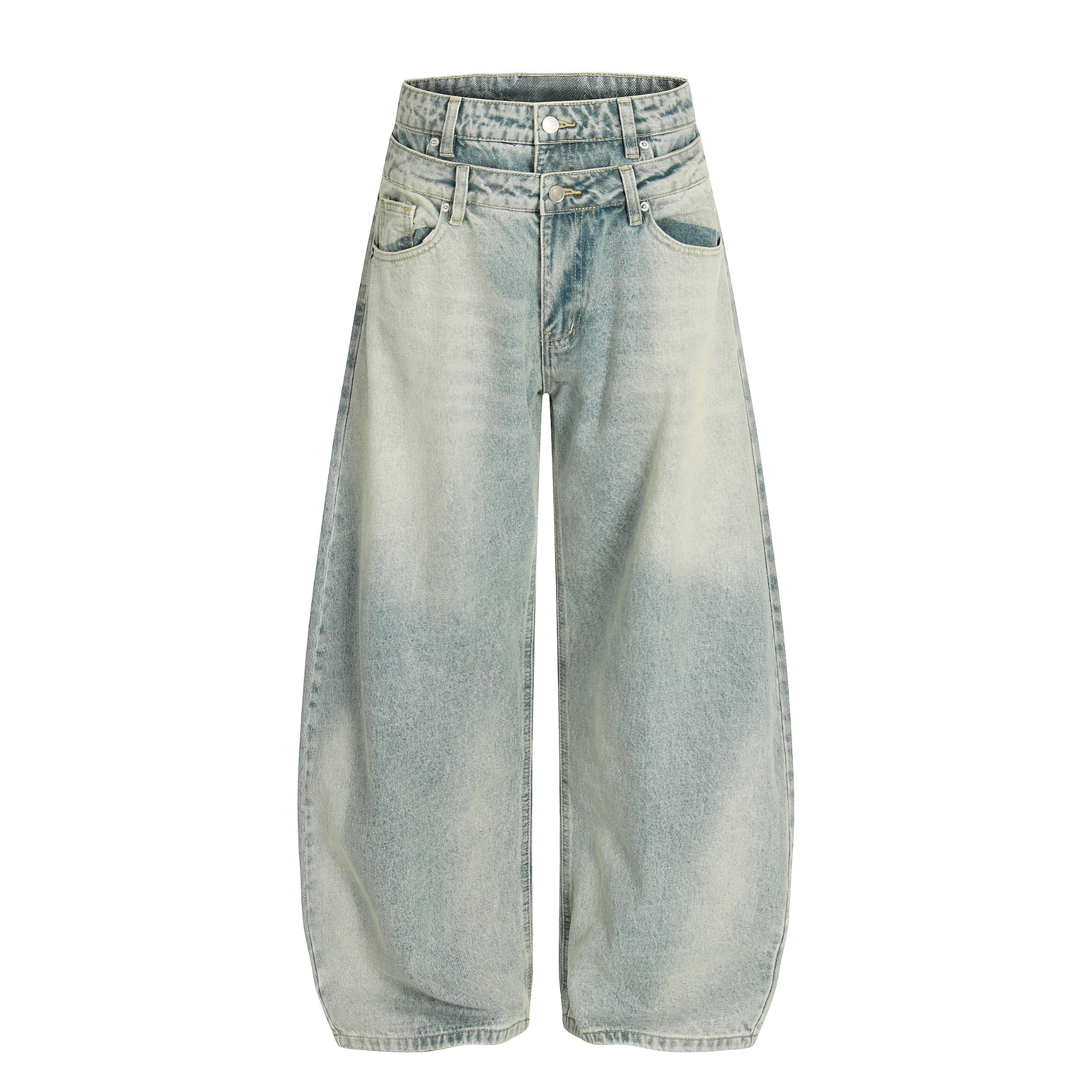 Double-Waist Balloon Fit Vintage Jeans | Oversized Denim