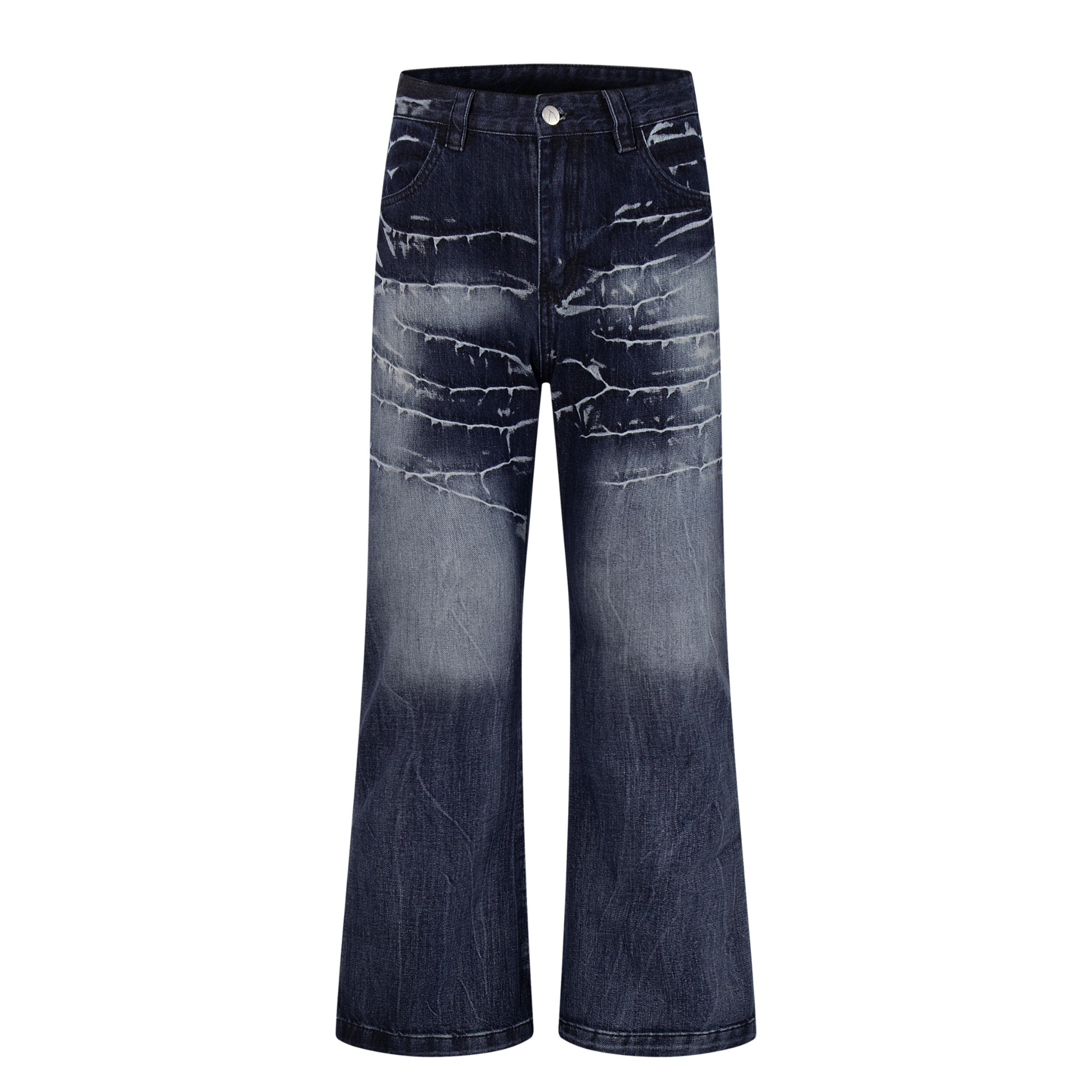 Omirad Cracked-Wash Wide-Leg Jeans | Deep Indigo Denim