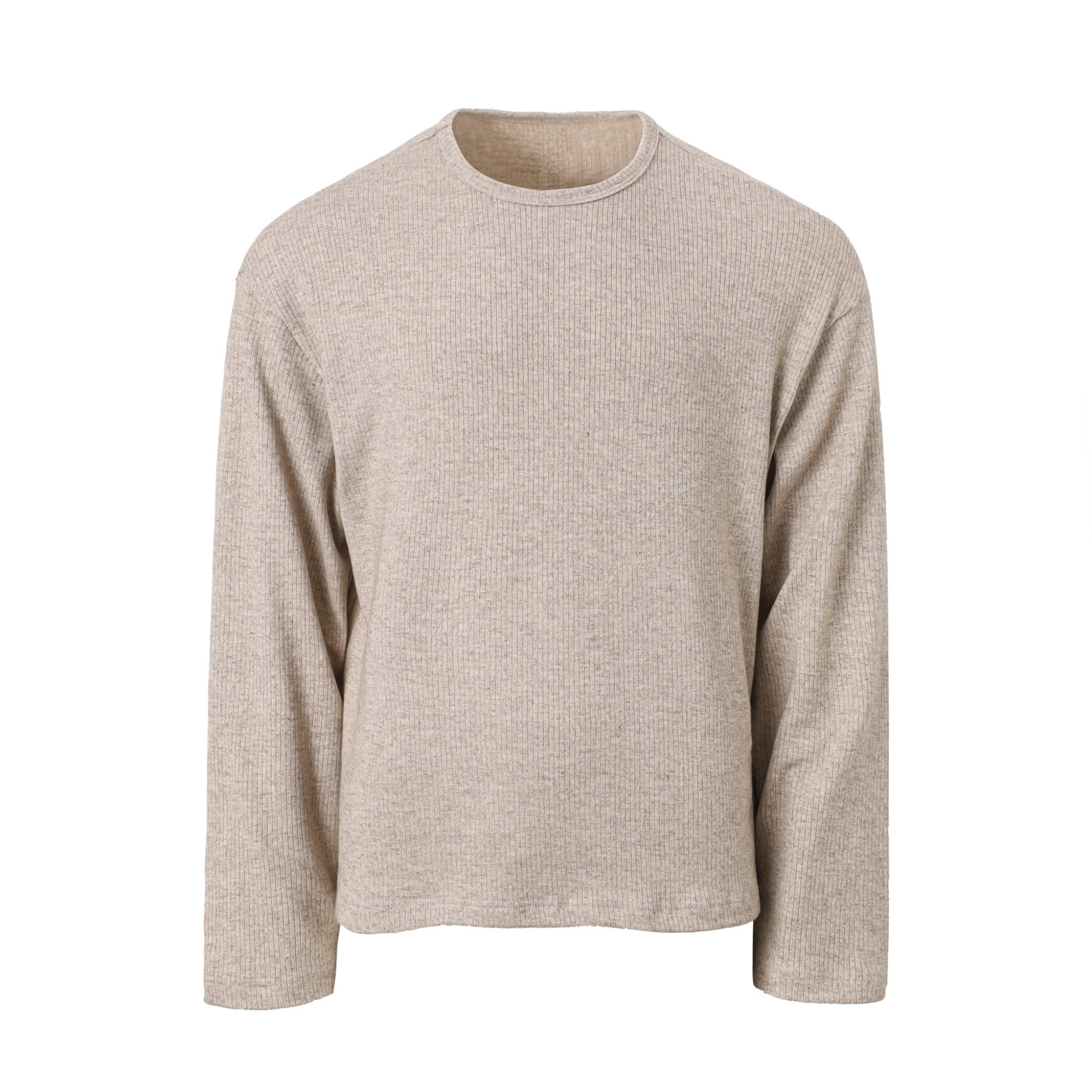 Omirad Ribbed Texture Long-Sleeve Tee | Relaxed Crew Neck