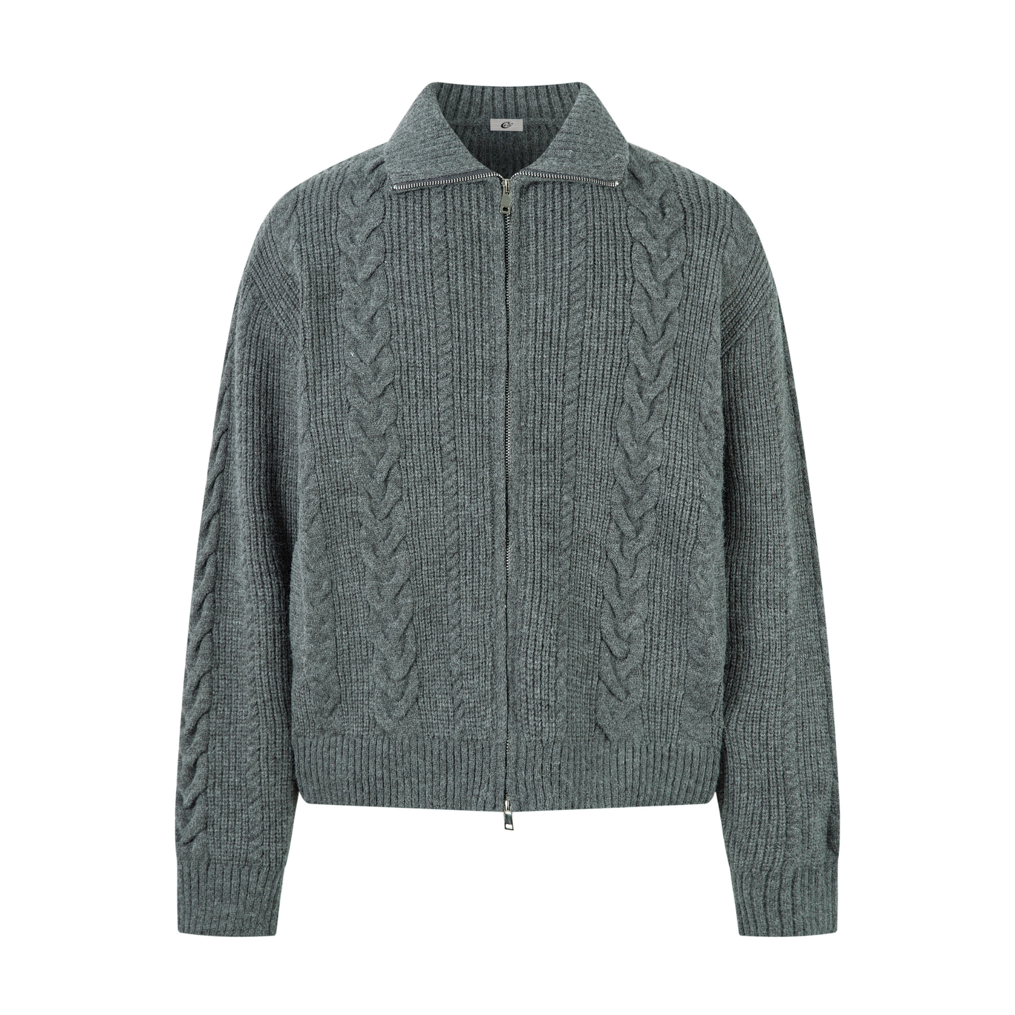 Cable Knit Zip-Up Sweater Jacket | Structured Knit Cardigan