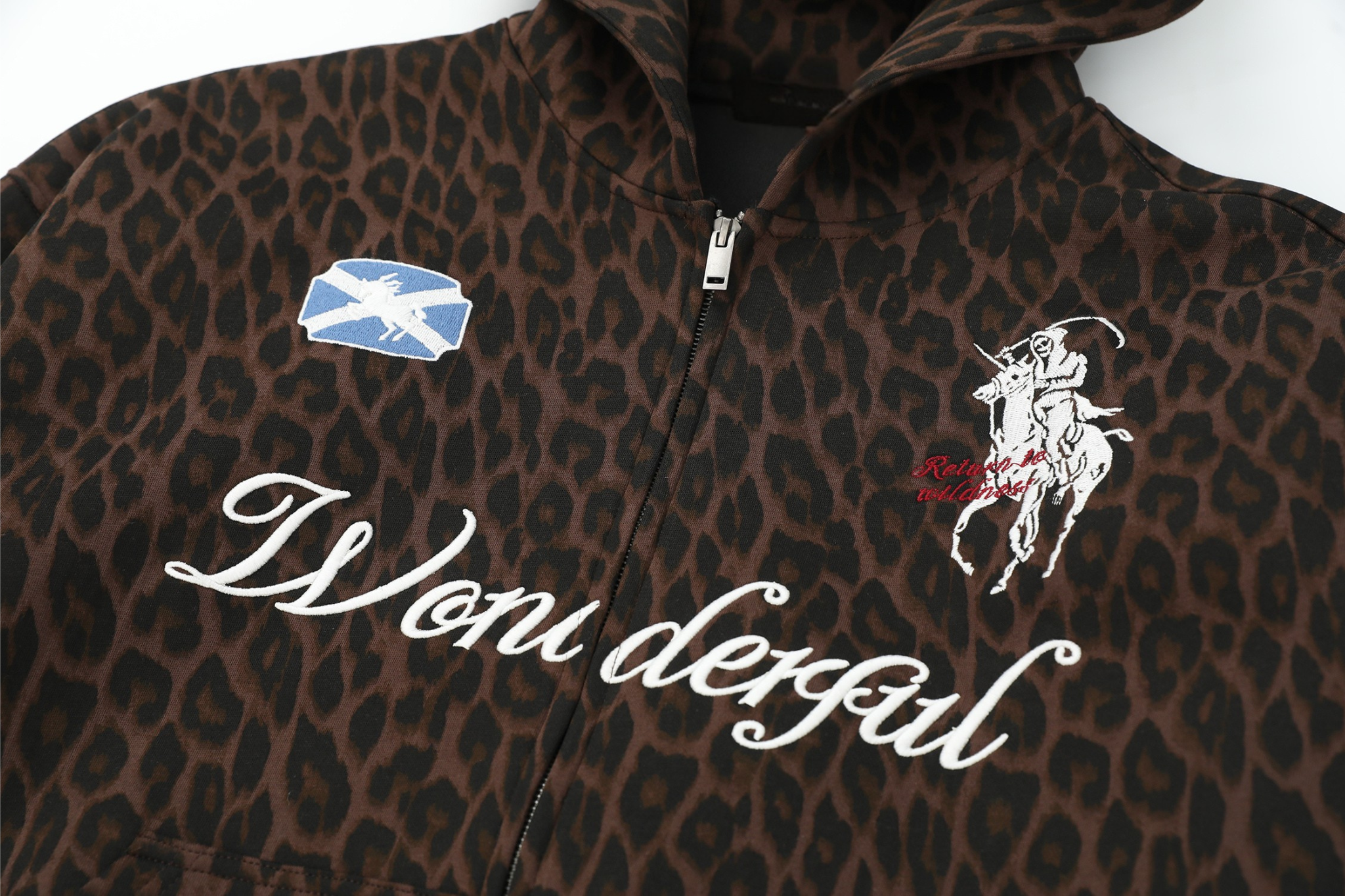 Omirad Leopard Crest Zip Hoodie | Street Varsity Style