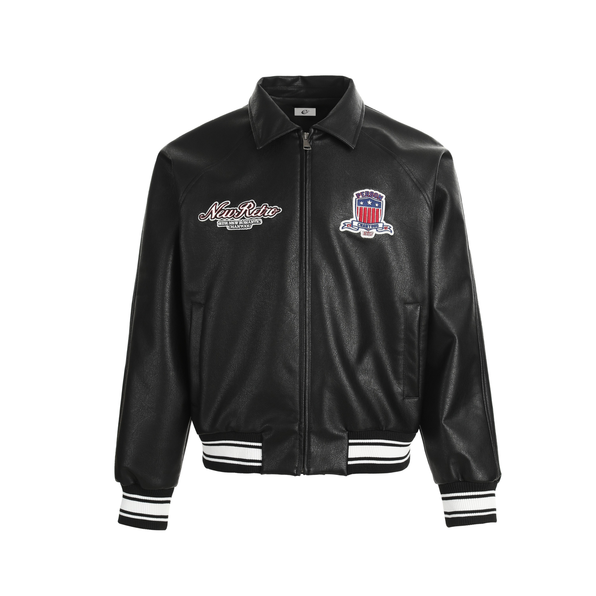 Varsity Patch PU Leather Bomber Jacket | Retro Streetwear