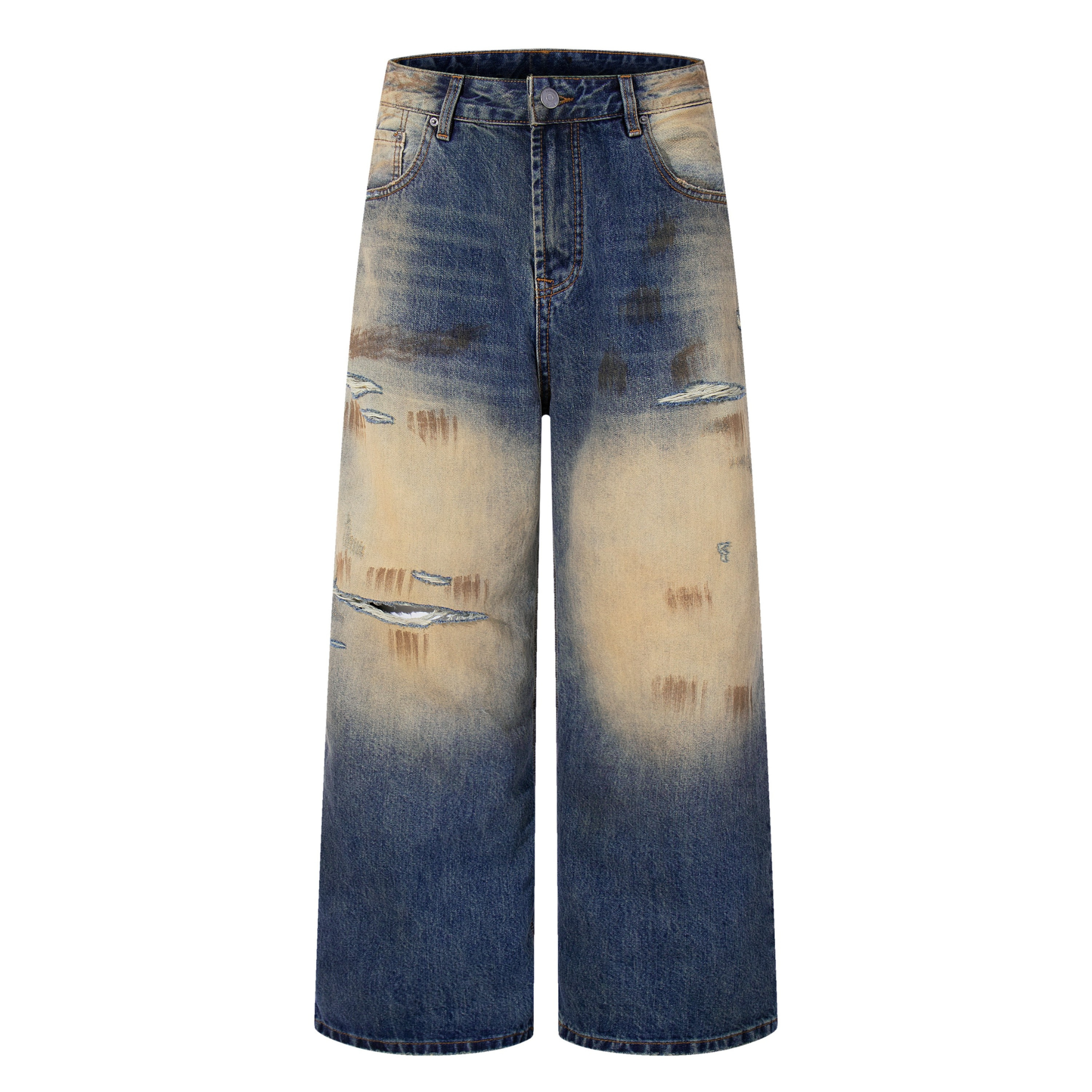 Omirad Destroyed Gradient Wide-Leg Jeans | 100% Cotton