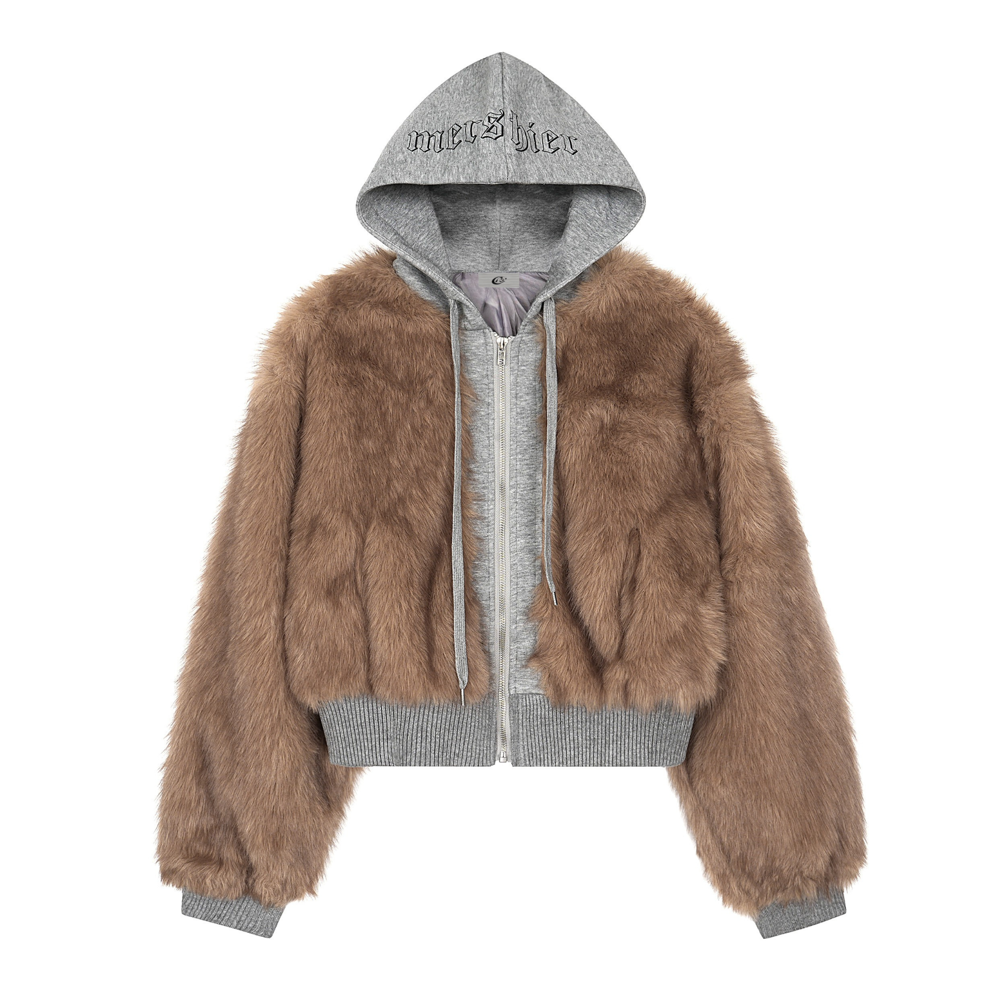 Faux Fur Hooded Bomber Jacket | Streetwear Cropped Zip-Up