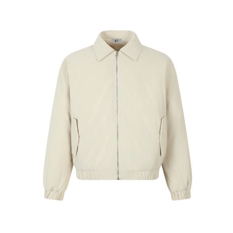 Omirad Embroidered Back Corduroy Zip Jacket | Cream
