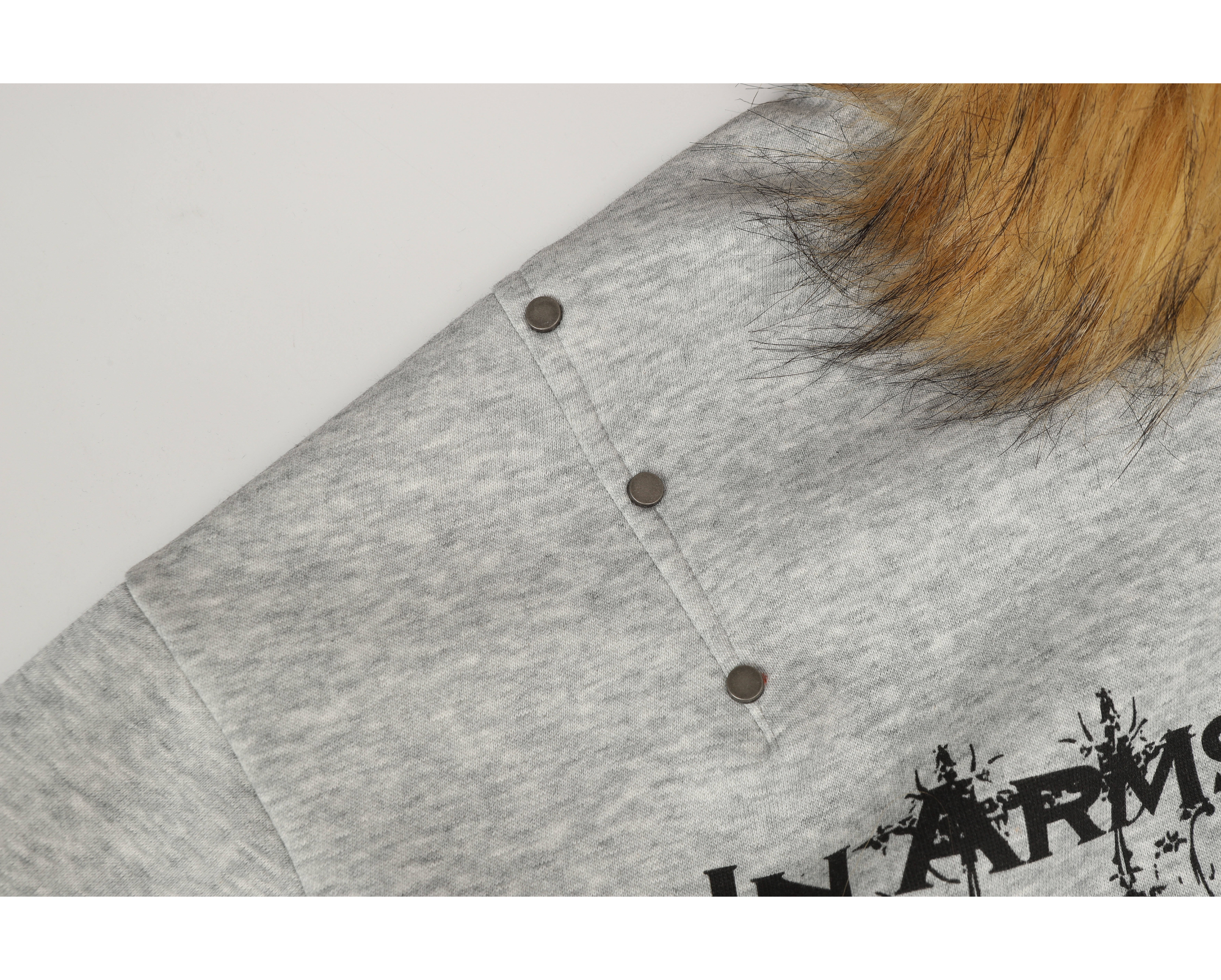Gothic Faux Fur Hood Zip Hoodie | Medieval Knight Graphic