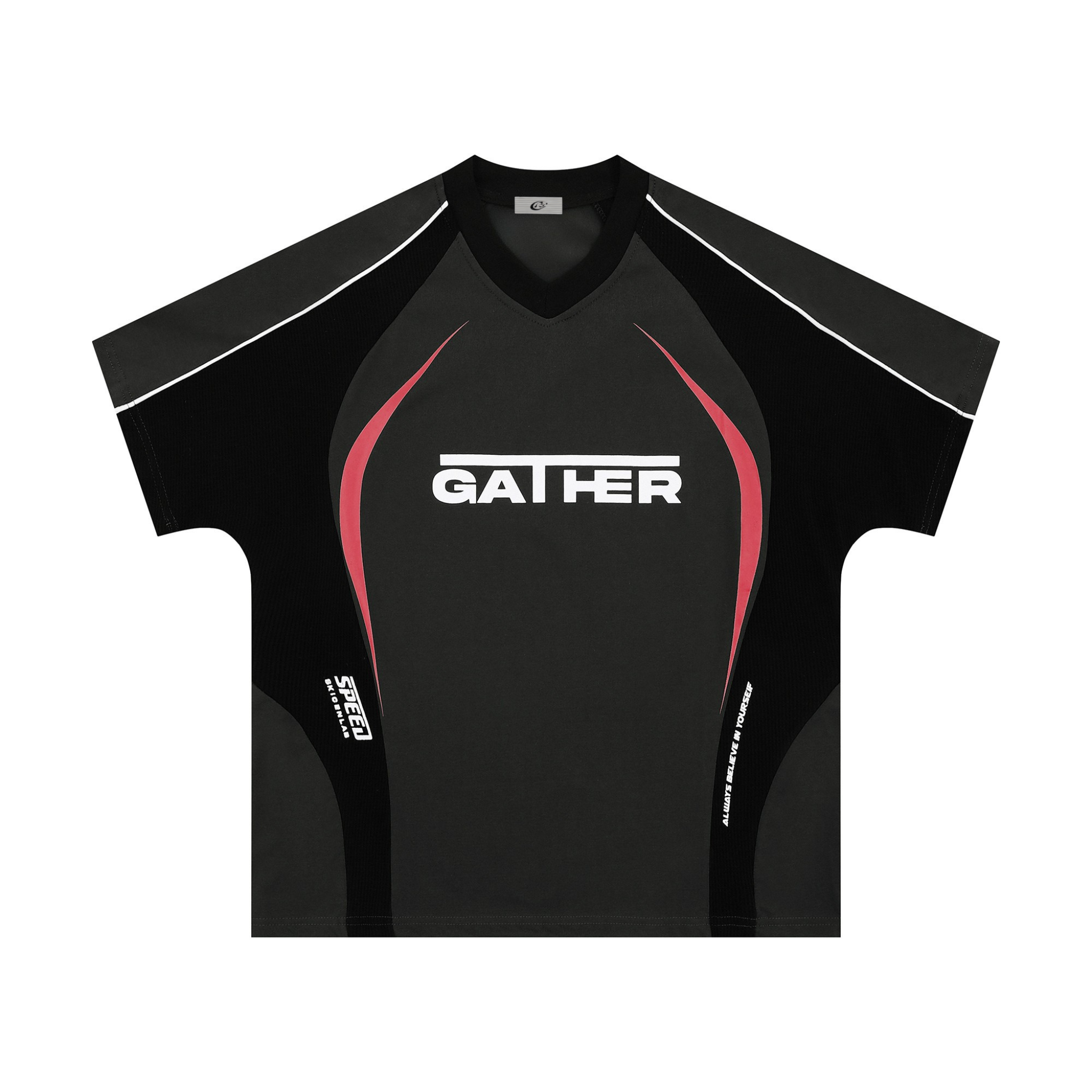 Gather Speed Curve Athletic Tee | Sporty Streetwear V-Neck