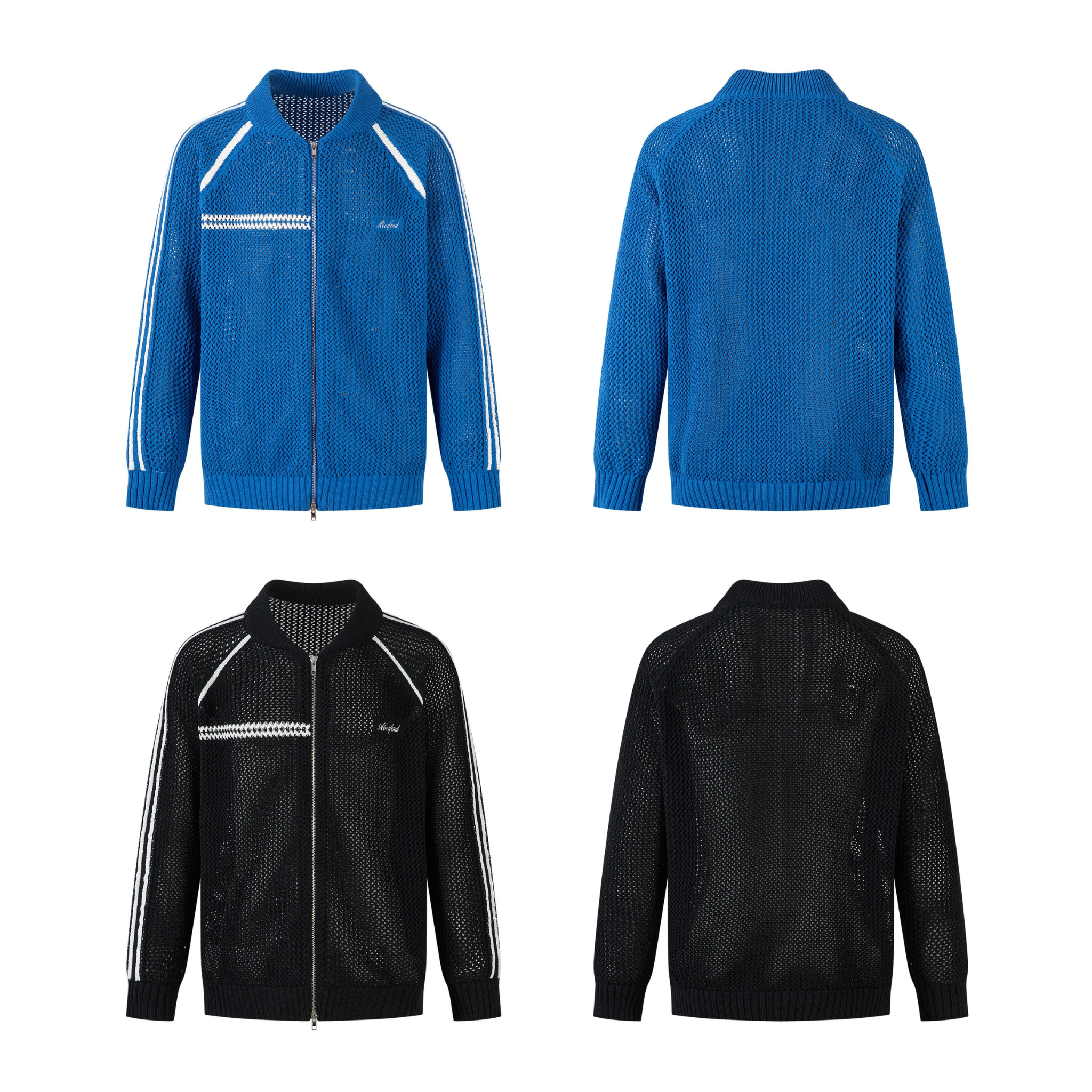 Omirad Mesh Knit Track Jacket | Retro Stripe Bomber